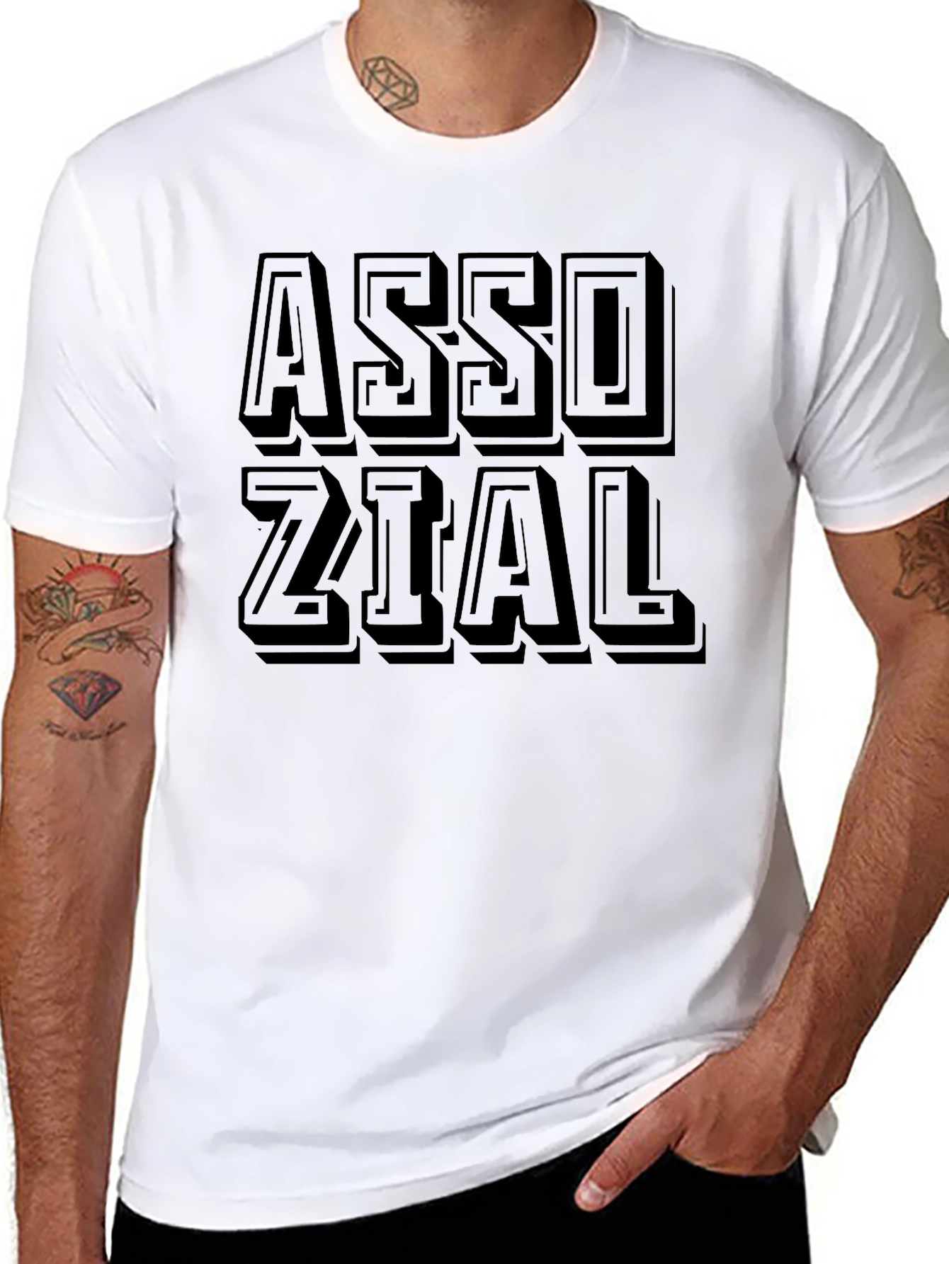 Stylish Assozial Graphic Print Black T-Shirt