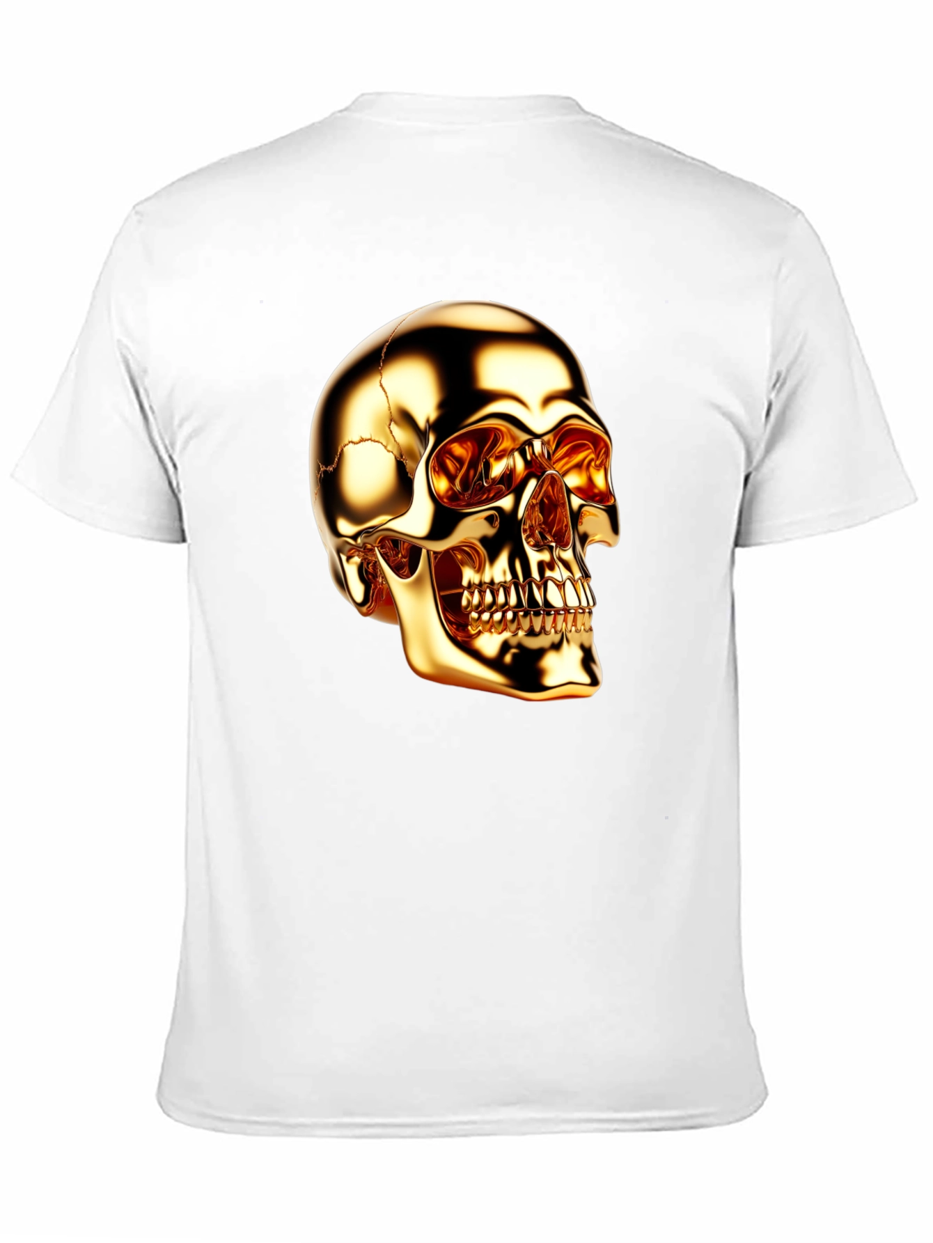 Golden Skull Graphic Print Black T-Shirt