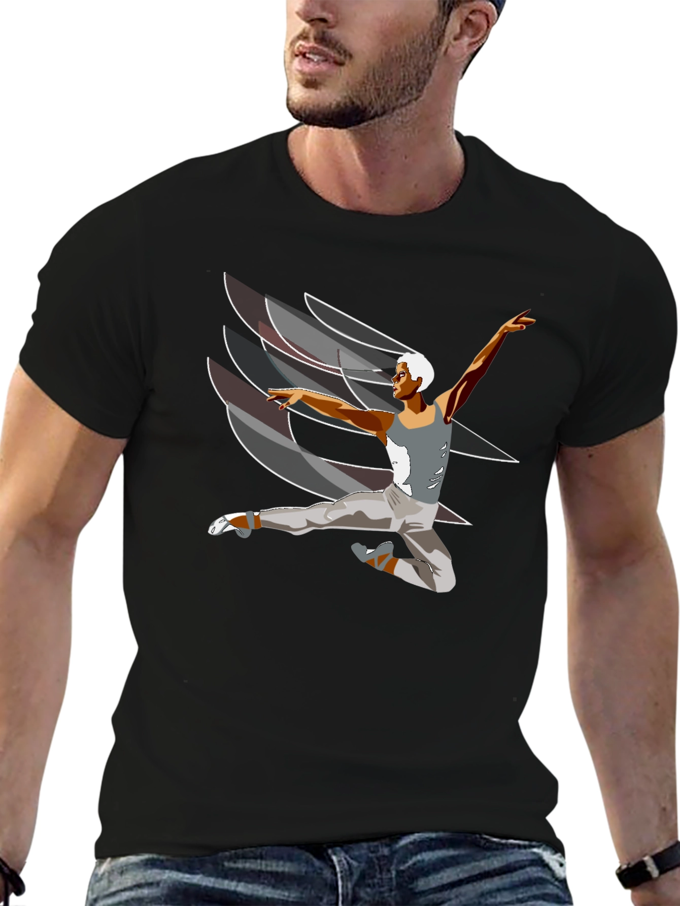 Ballet Dancer Graphic Tee - Black Cotton Blend