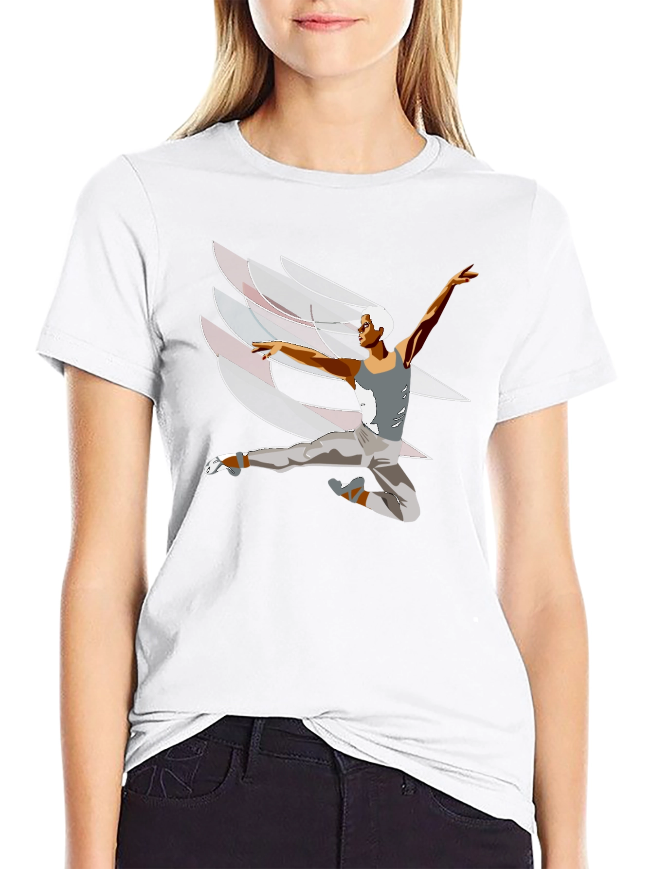 Ballet Dancer Graphic Tee - Black Cotton Blend