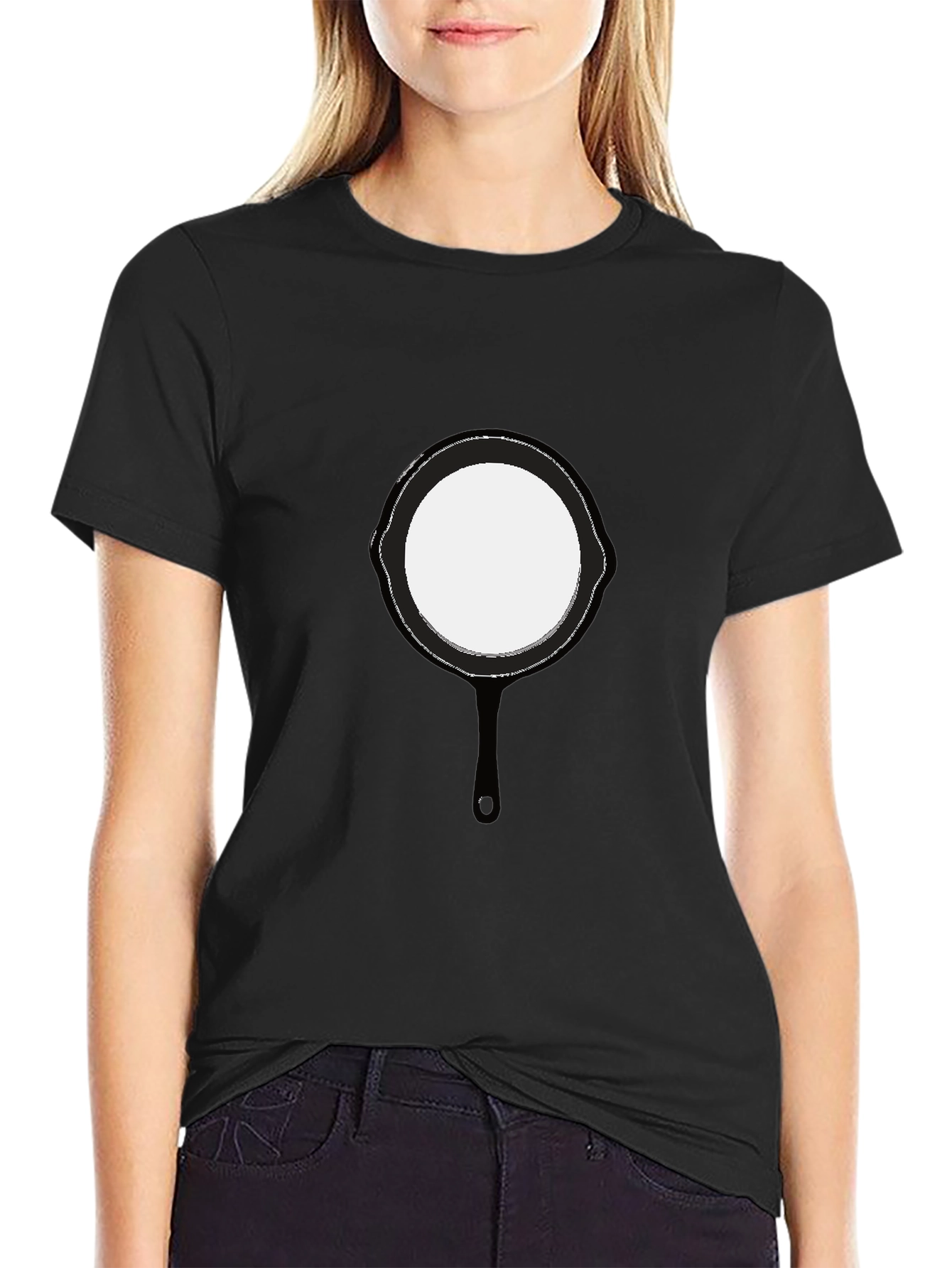 Funny Cast Iron Pan Graphic Black T-Shirt