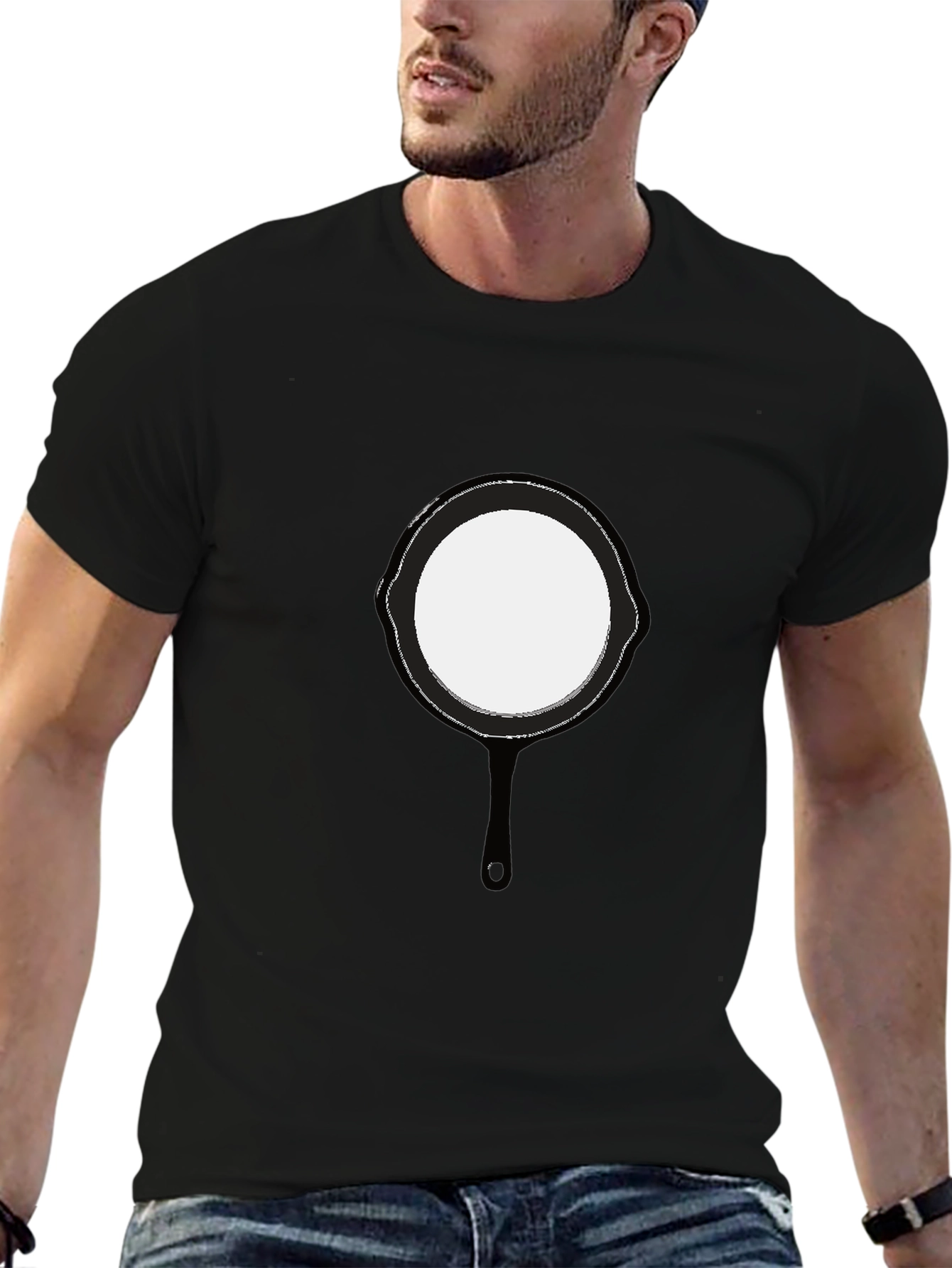 Funny Cast Iron Pan Graphic Black T-Shirt