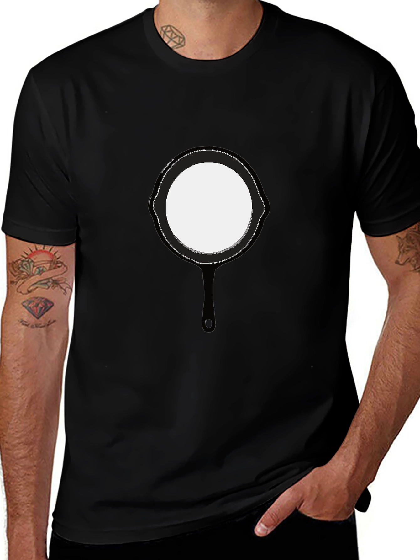 Funny Cast Iron Pan Graphic Black T-Shirt