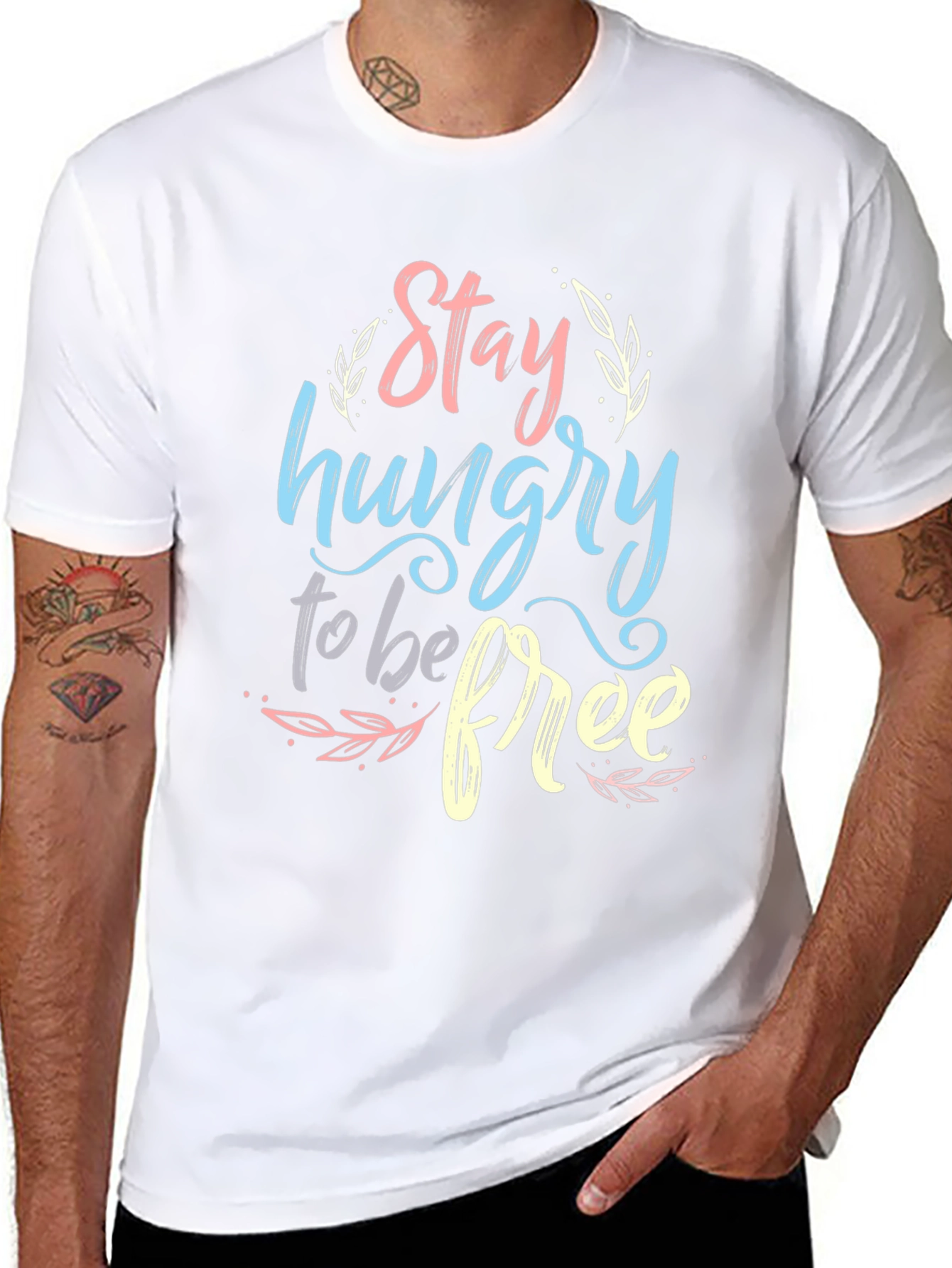 Stay Hungry To Be Free Graphic T-Shirt - Black
