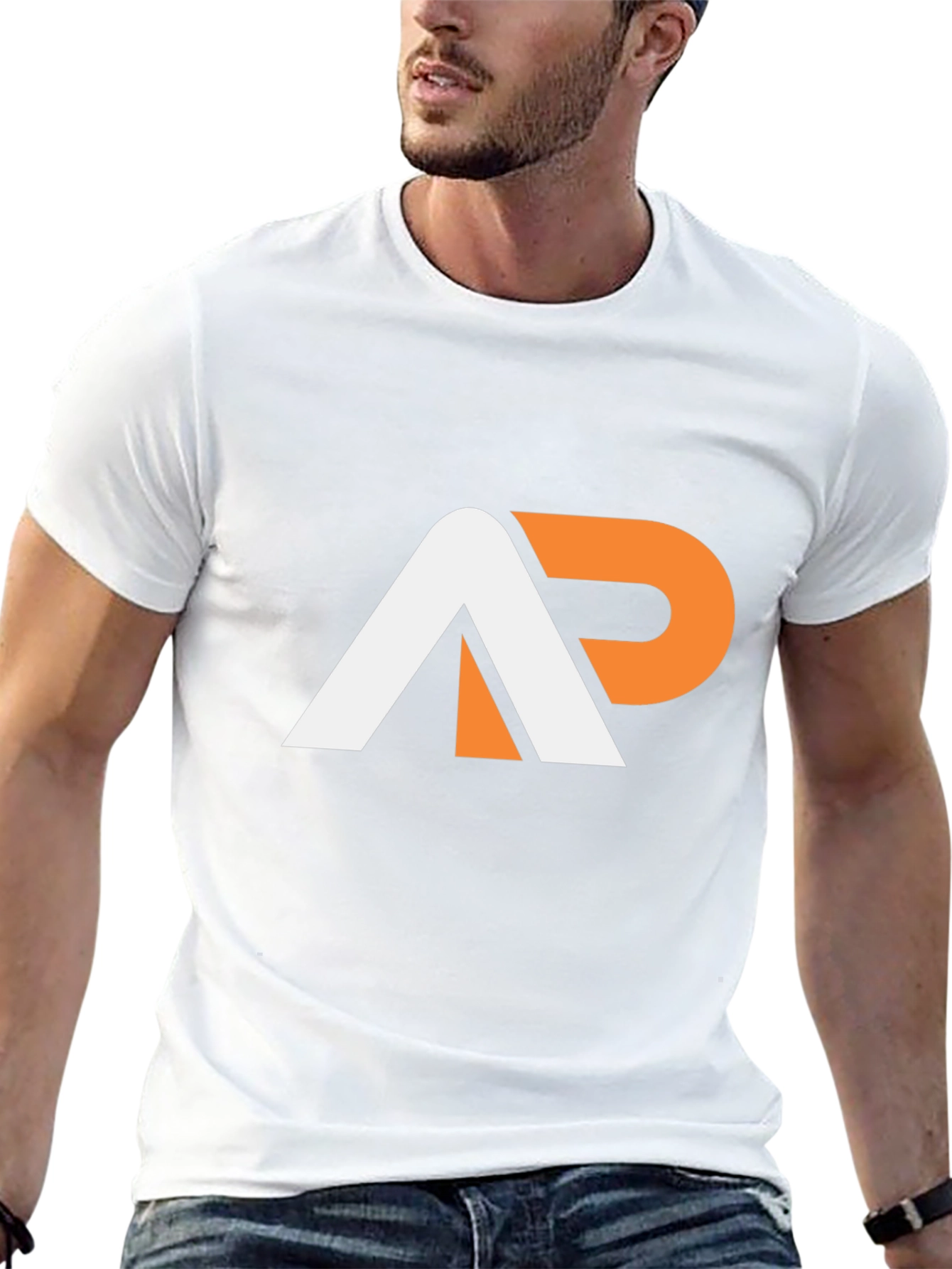 Stylish AP Logo Graphic Tee - Black