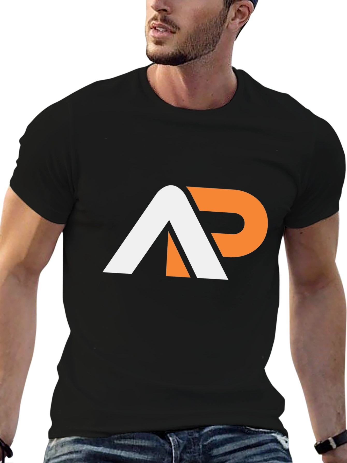 Stylish AP Logo Graphic Tee - Black