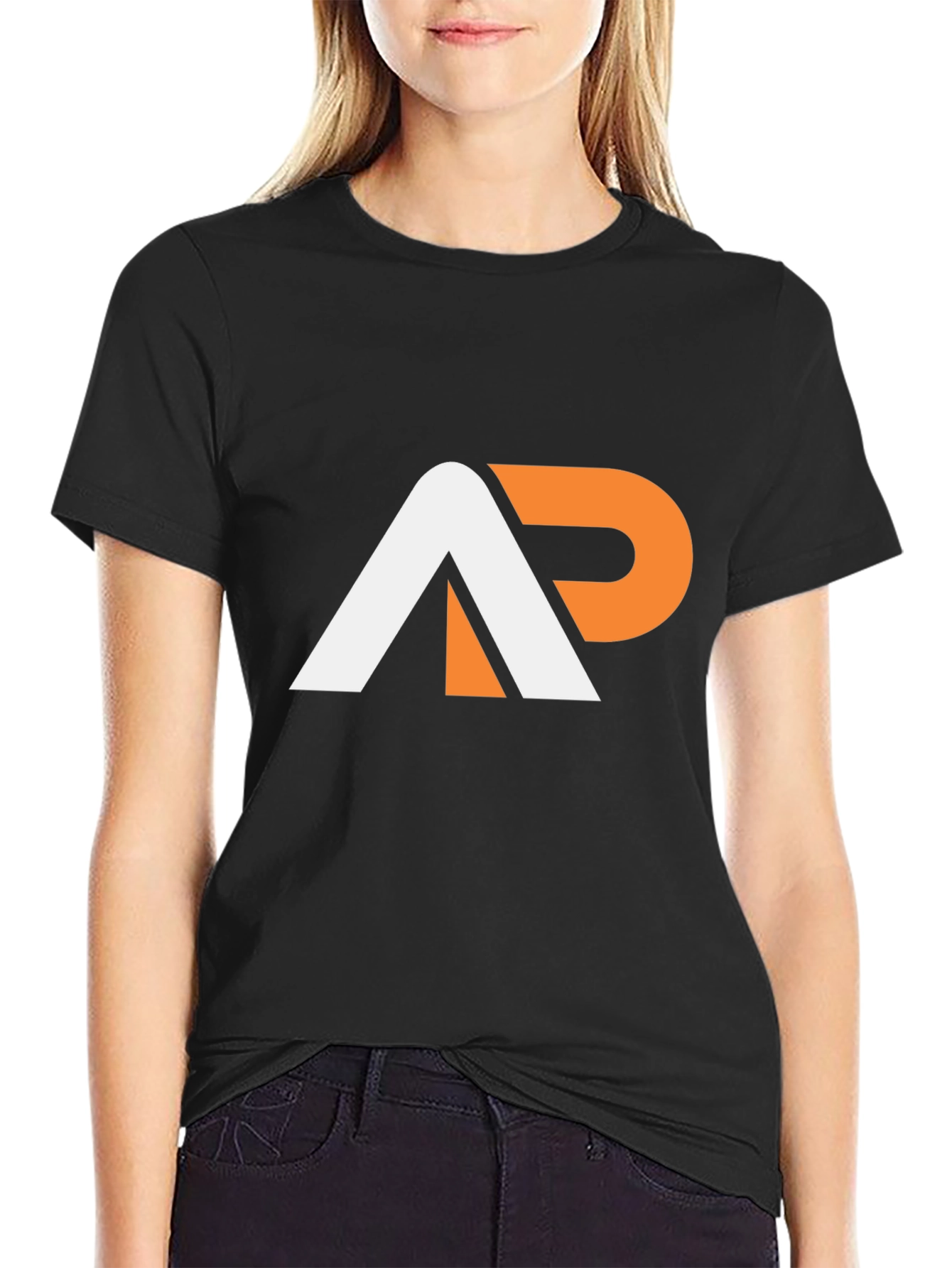 Stylish AP Logo Graphic Tee - Black
