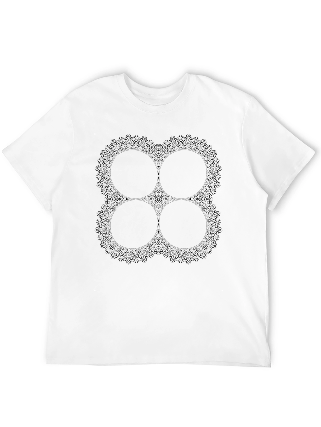 Abstract Mandala Graphic Tee - Black Cotton Blend Shirt
