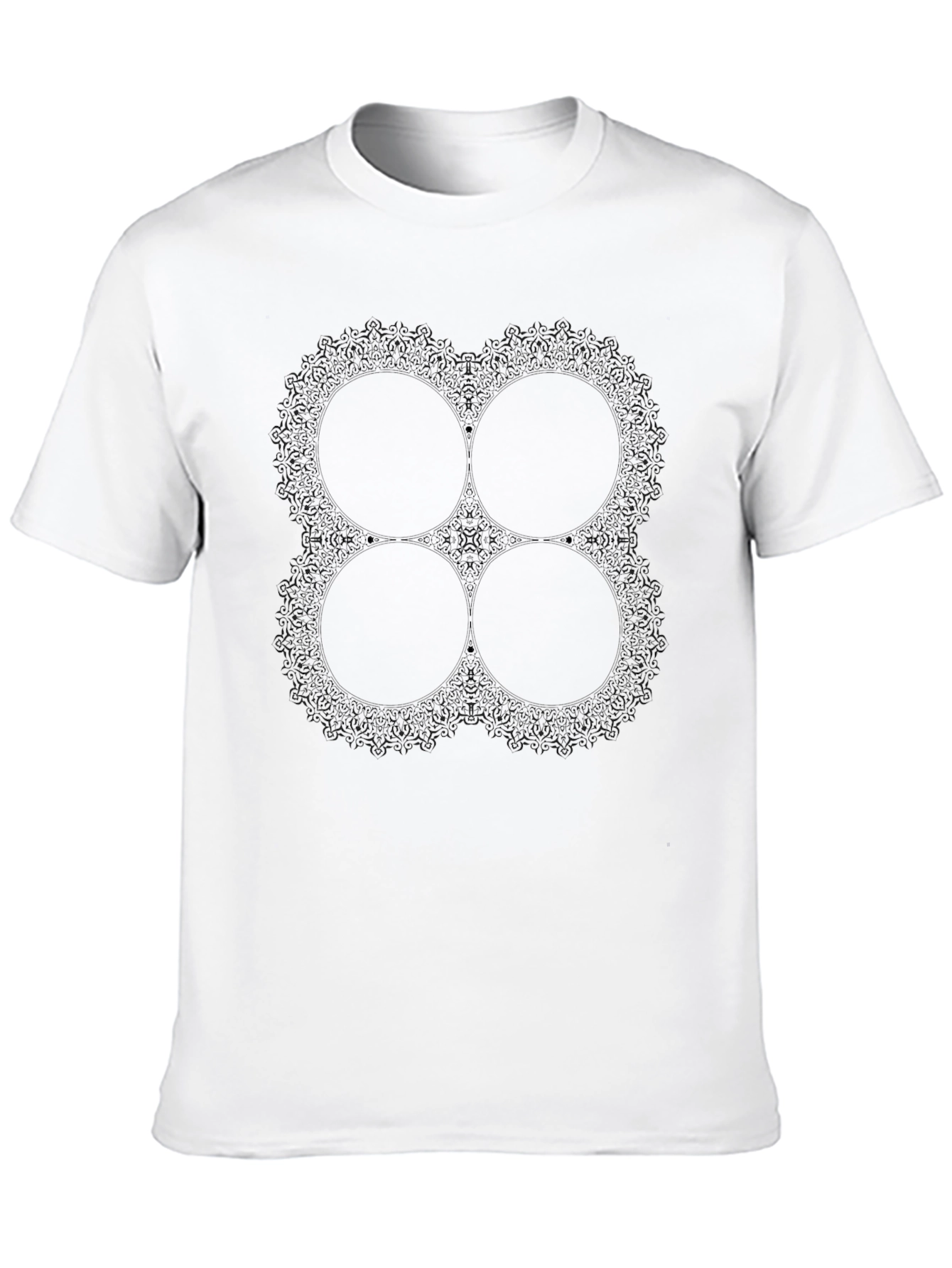 Abstract Mandala Graphic Tee - Black Cotton Blend Shirt
