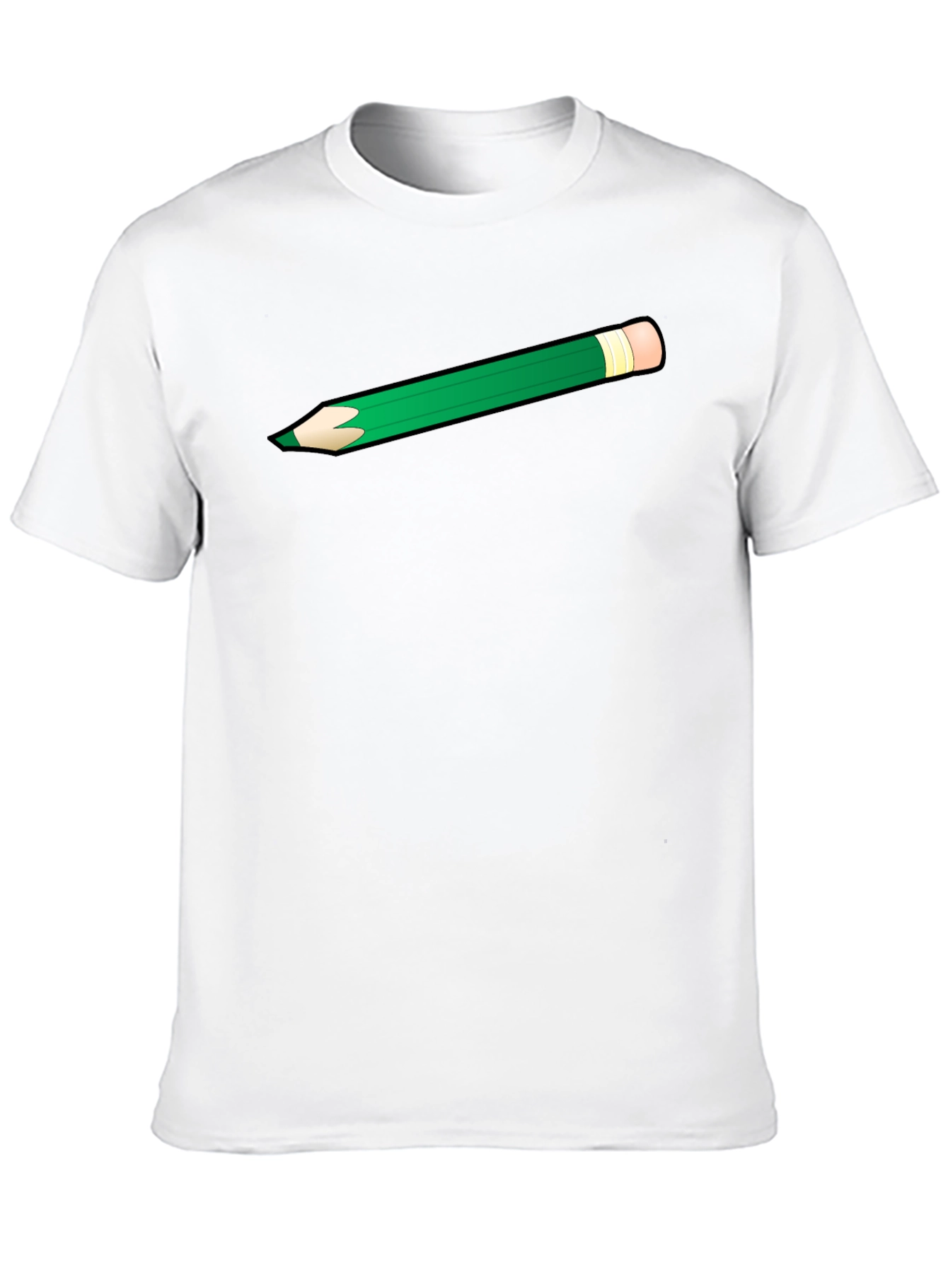 Green Pencil Graphic Black T-Shirt