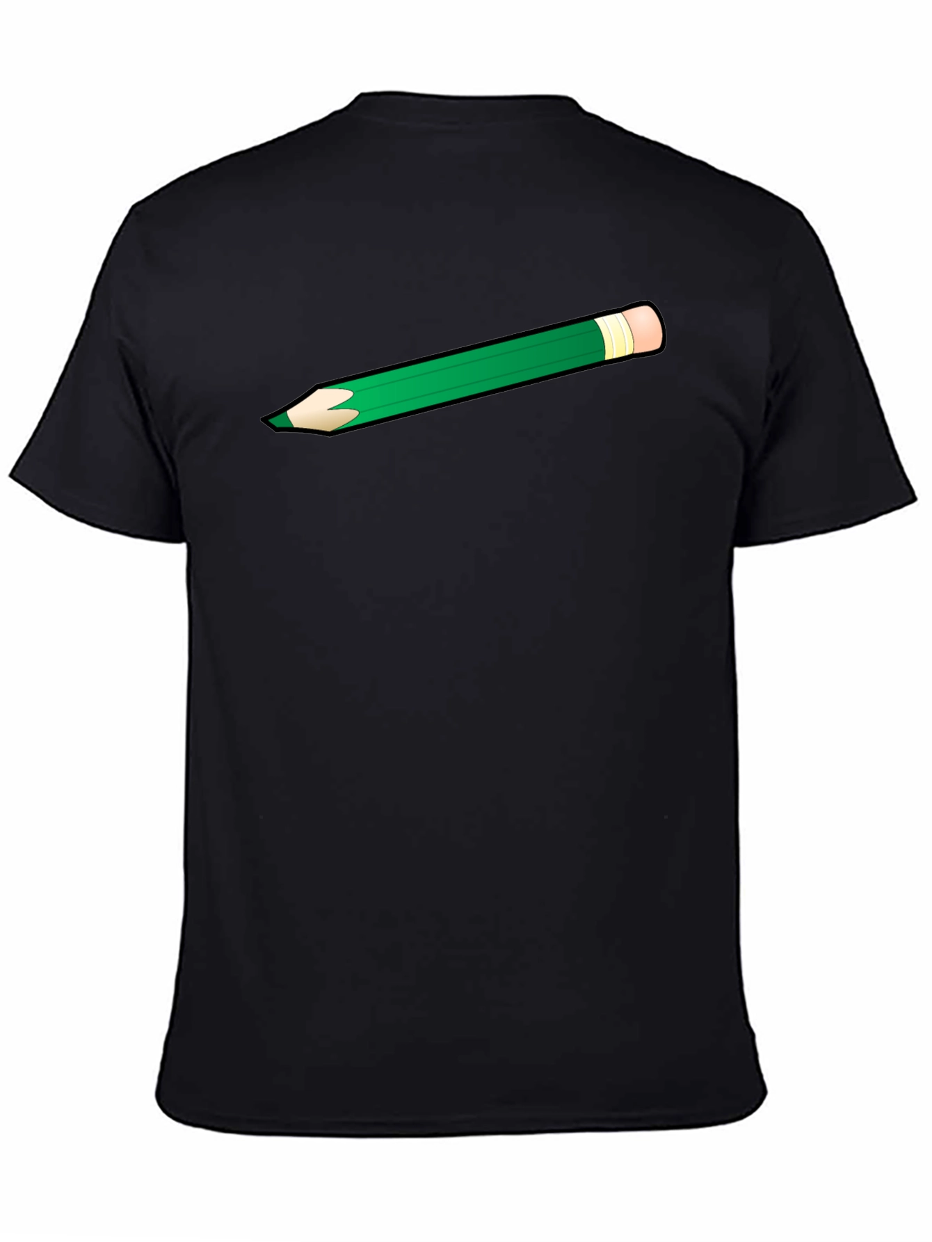 Green Pencil Graphic Black T-Shirt