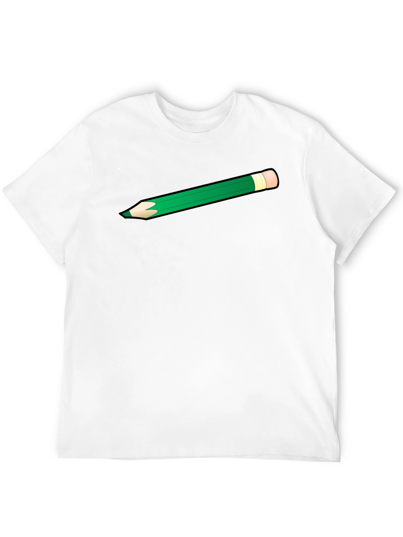 Green Pencil Graphic Black T-Shirt