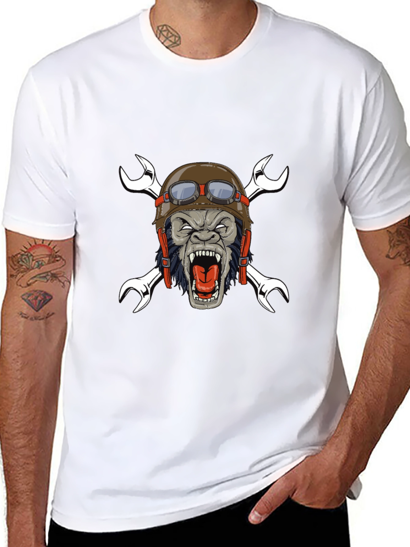 Gorilla Biker T-Shirt - Mechanic Monkey Tee