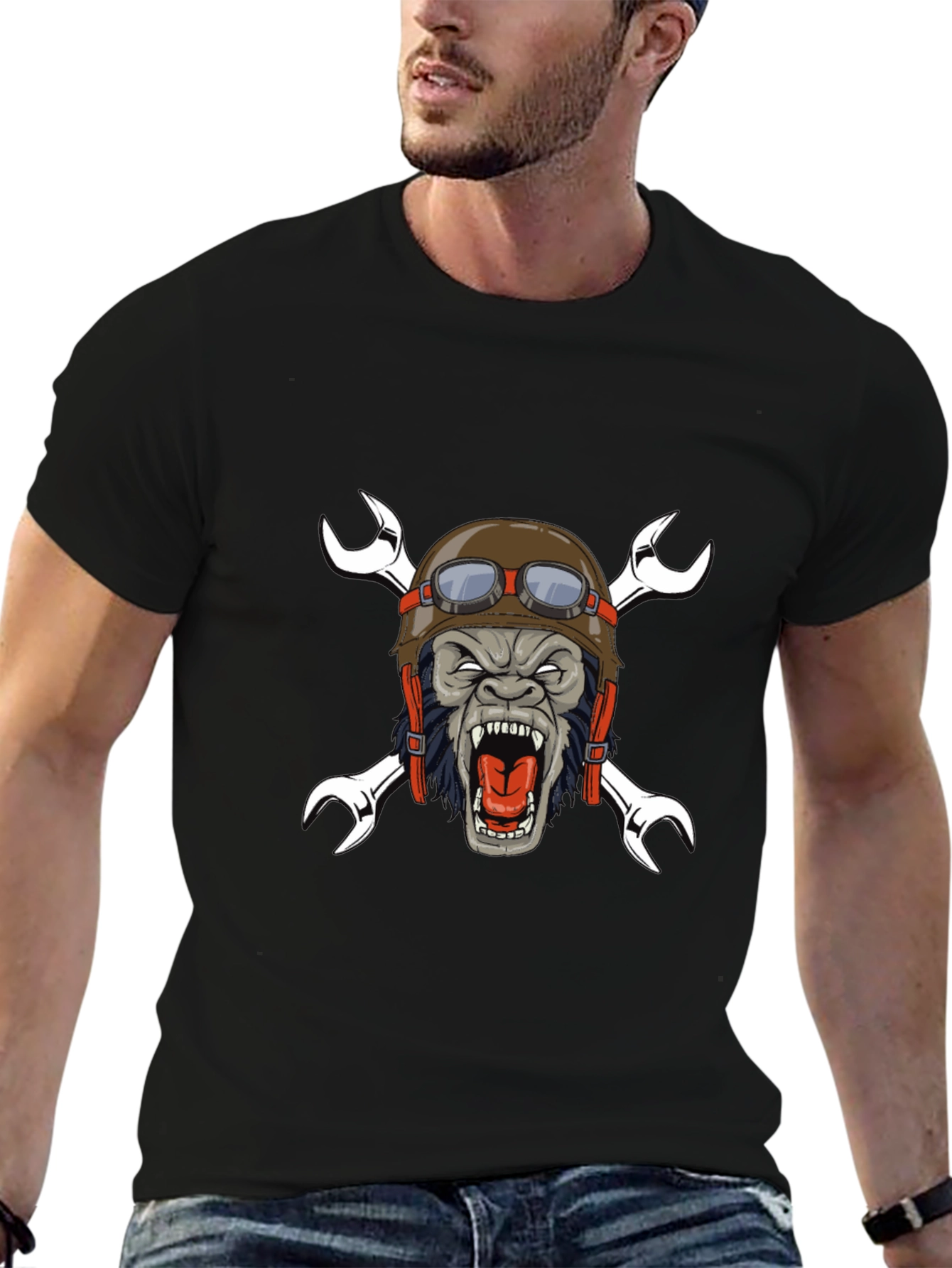 Gorilla Biker T-Shirt - Mechanic Monkey Tee