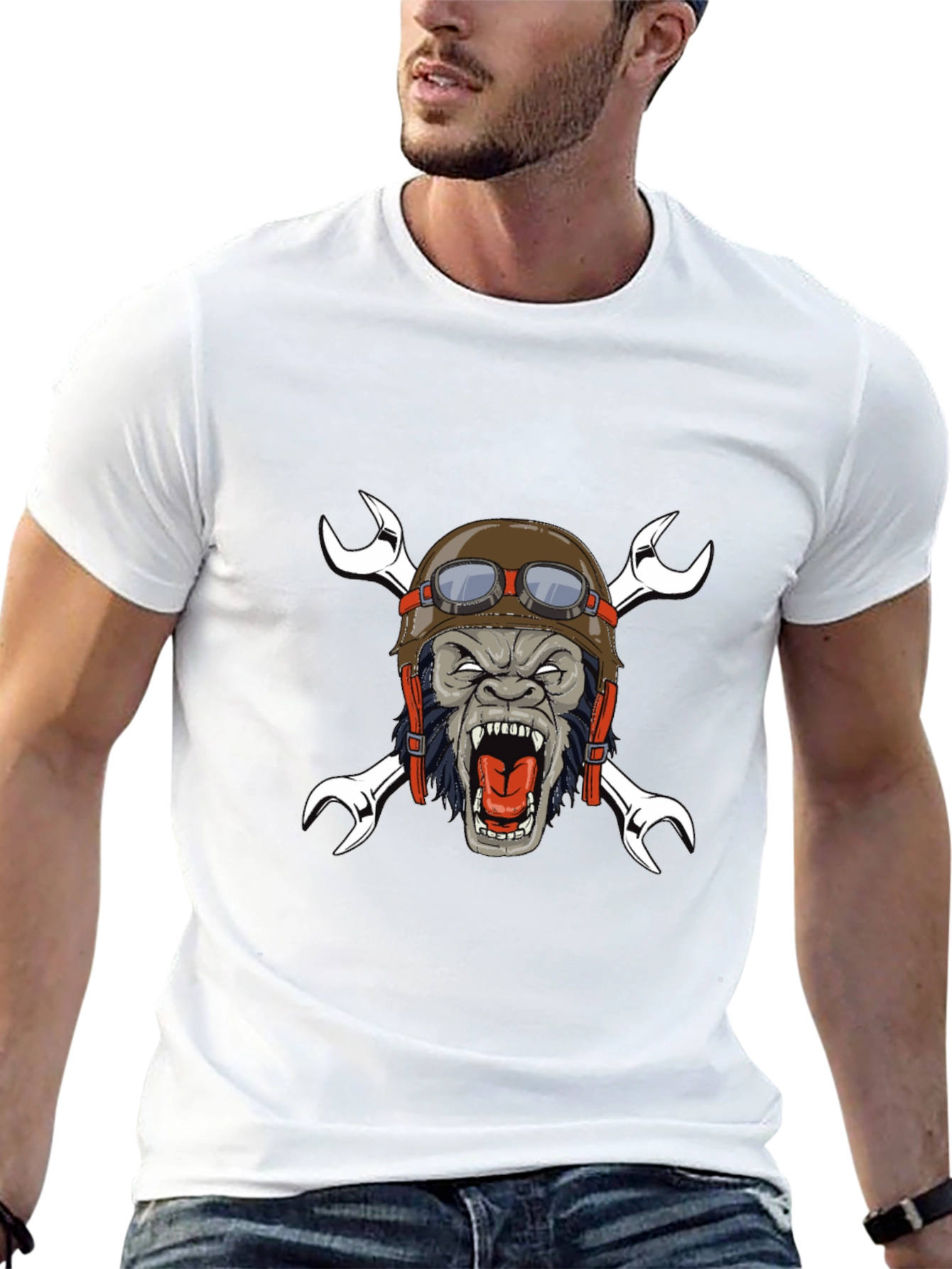 Gorilla Biker T-Shirt - Mechanic Monkey Tee