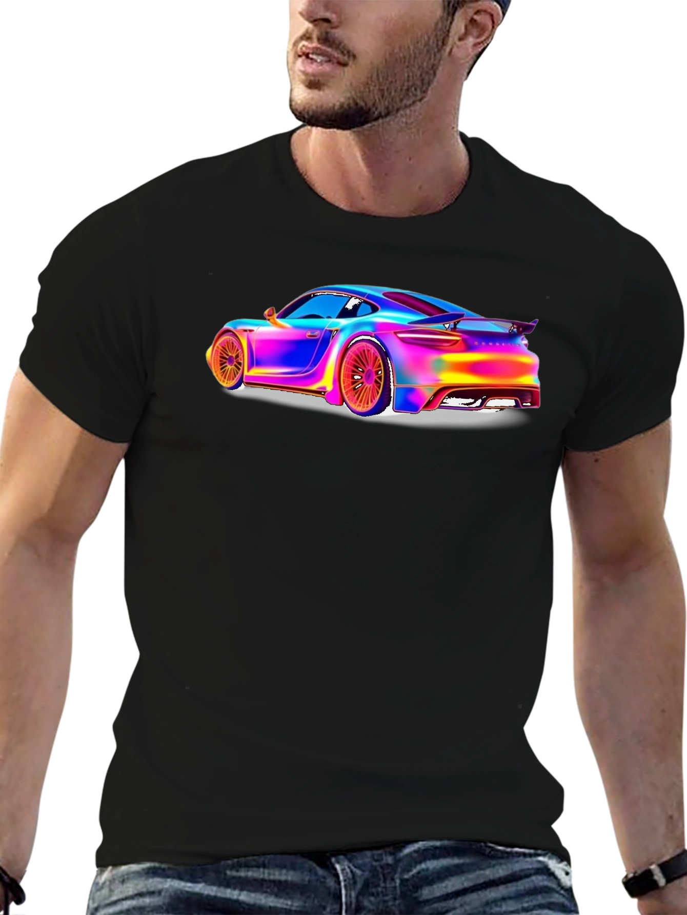 Rainbow Car Graphic Tee - Stylish Unisex T-Shirt