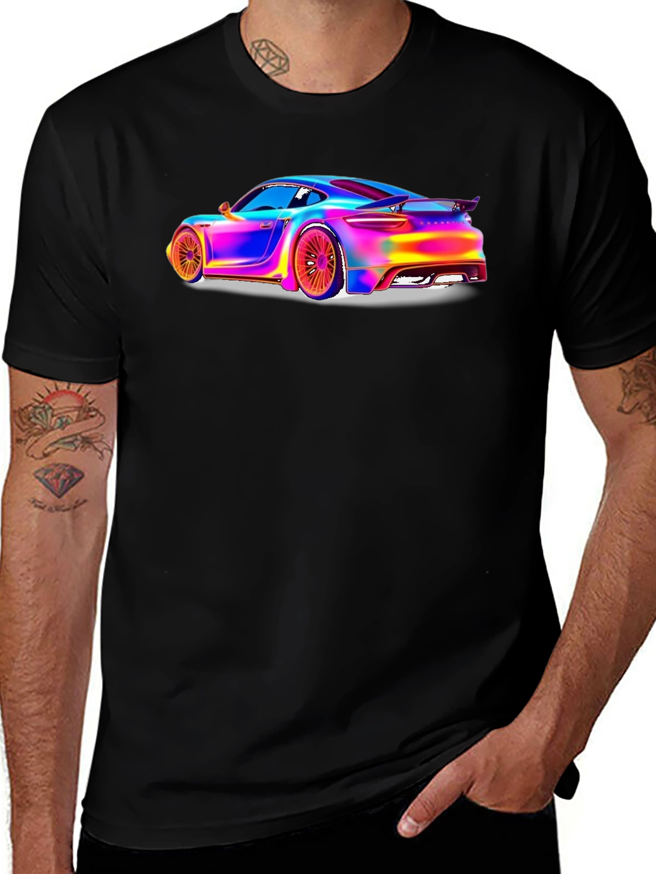 Rainbow Car Graphic Tee - Stylish Unisex T-Shirt