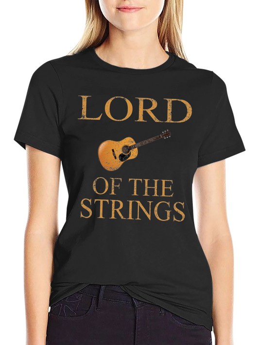 Lord of the Strings Graphic Tee - Black Cotton Guitar Shirt
