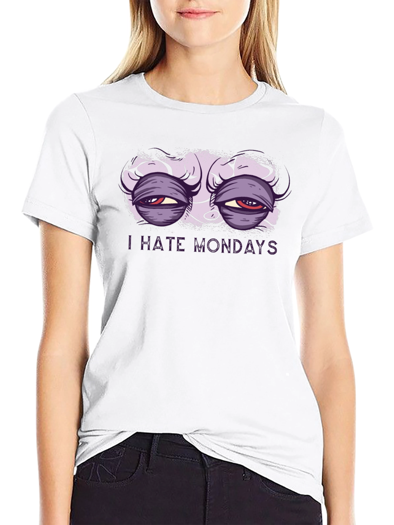 I Hate Mondays Graphic T-Shirt - Black Crew Neck