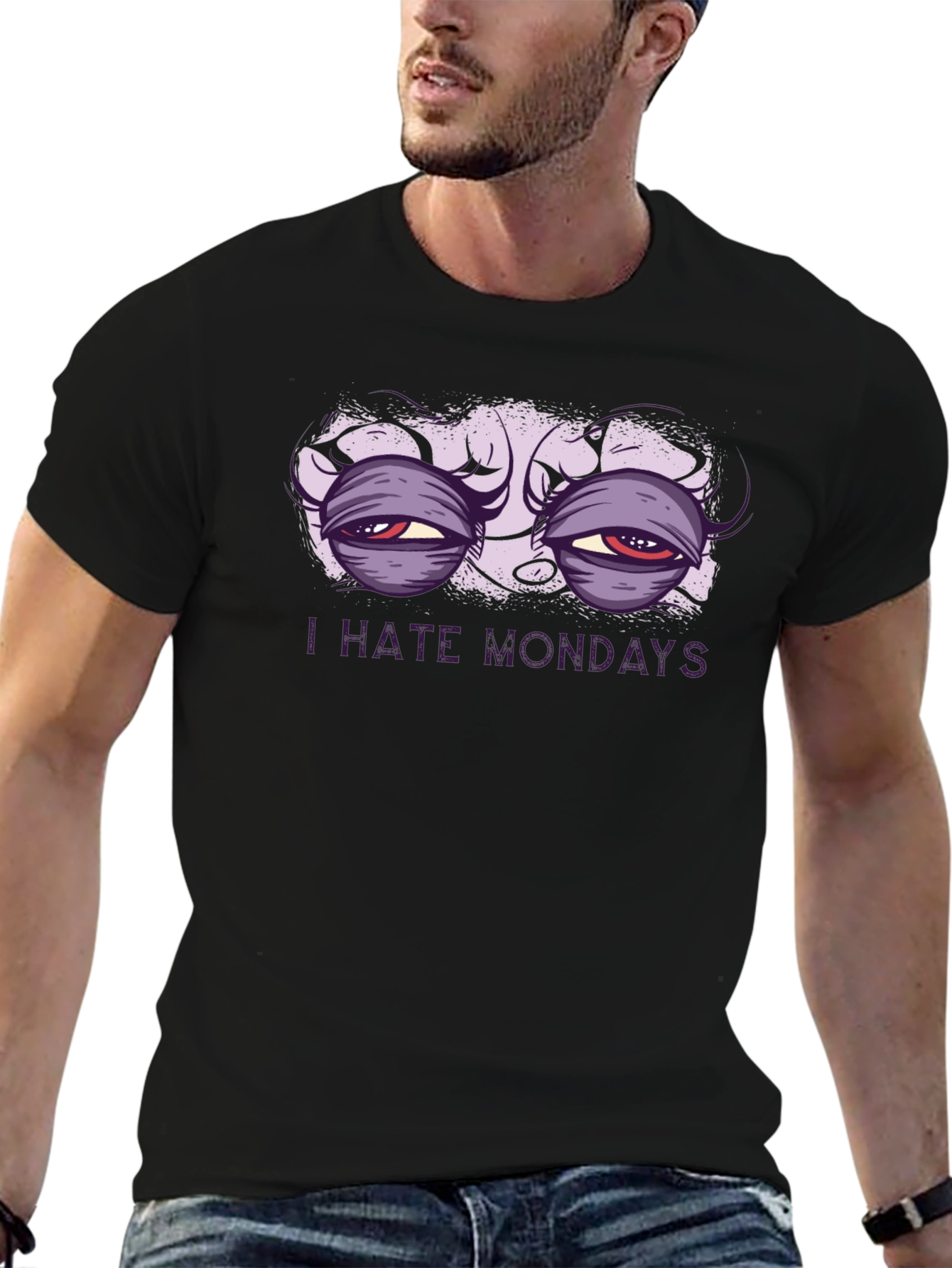 I Hate Mondays Graphic T-Shirt - Black Crew Neck
