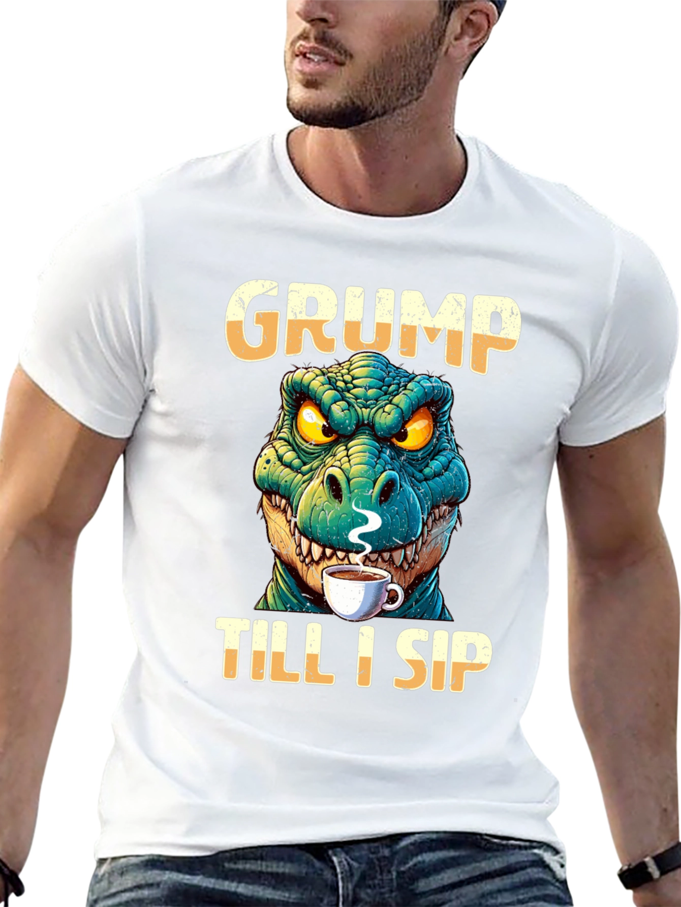 Grumpy Dino Coffee T-Shirt