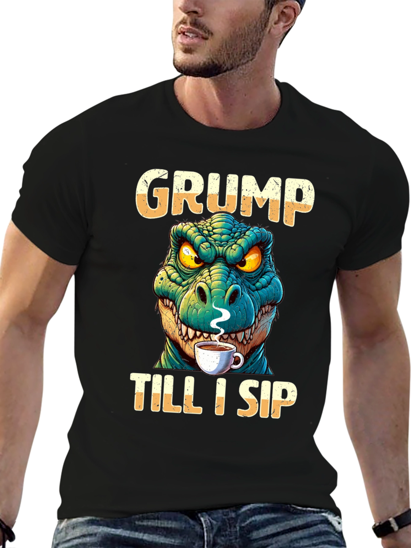 Grumpy Dino Coffee T-Shirt