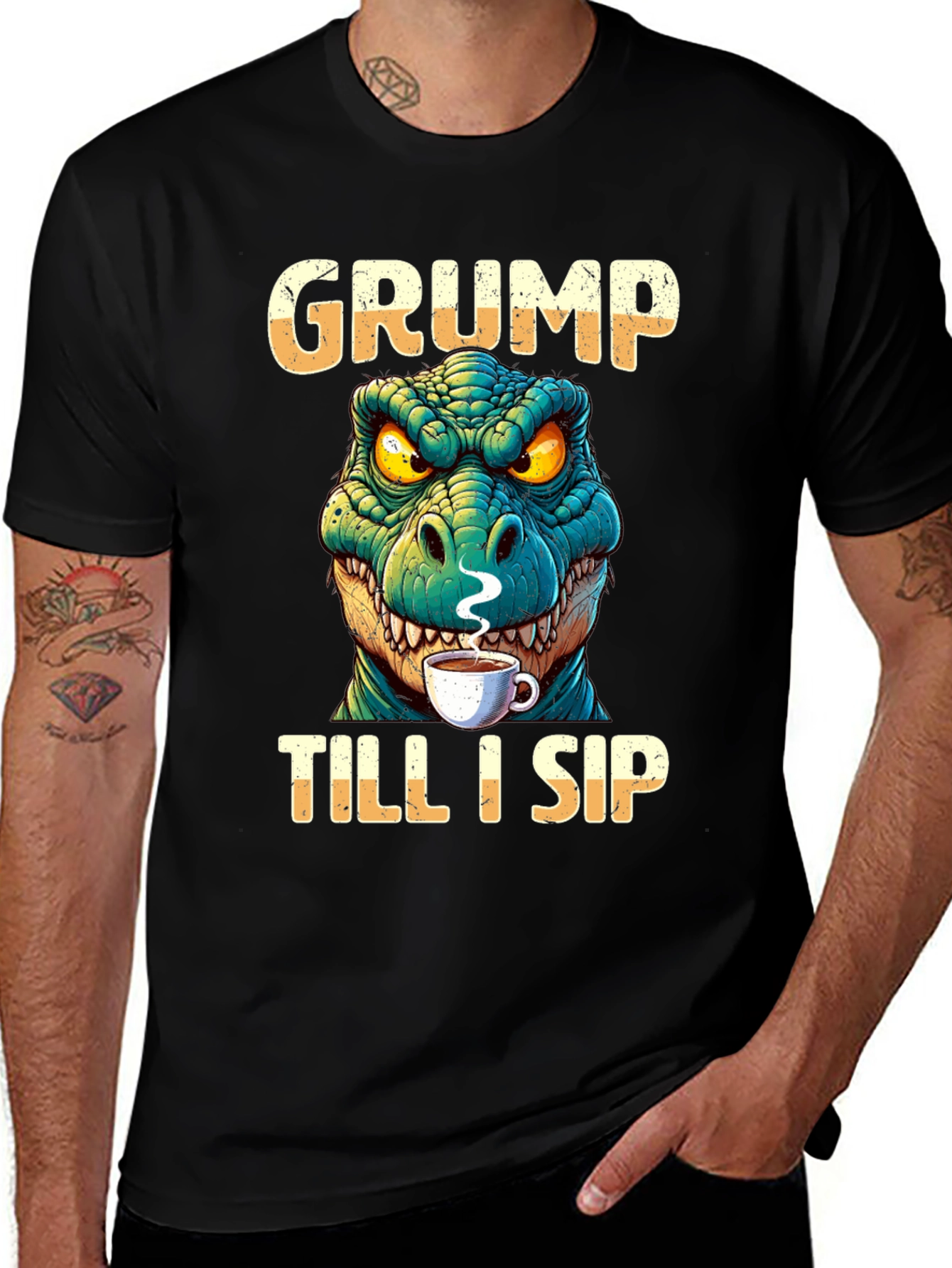 Grumpy Dino Coffee T-Shirt