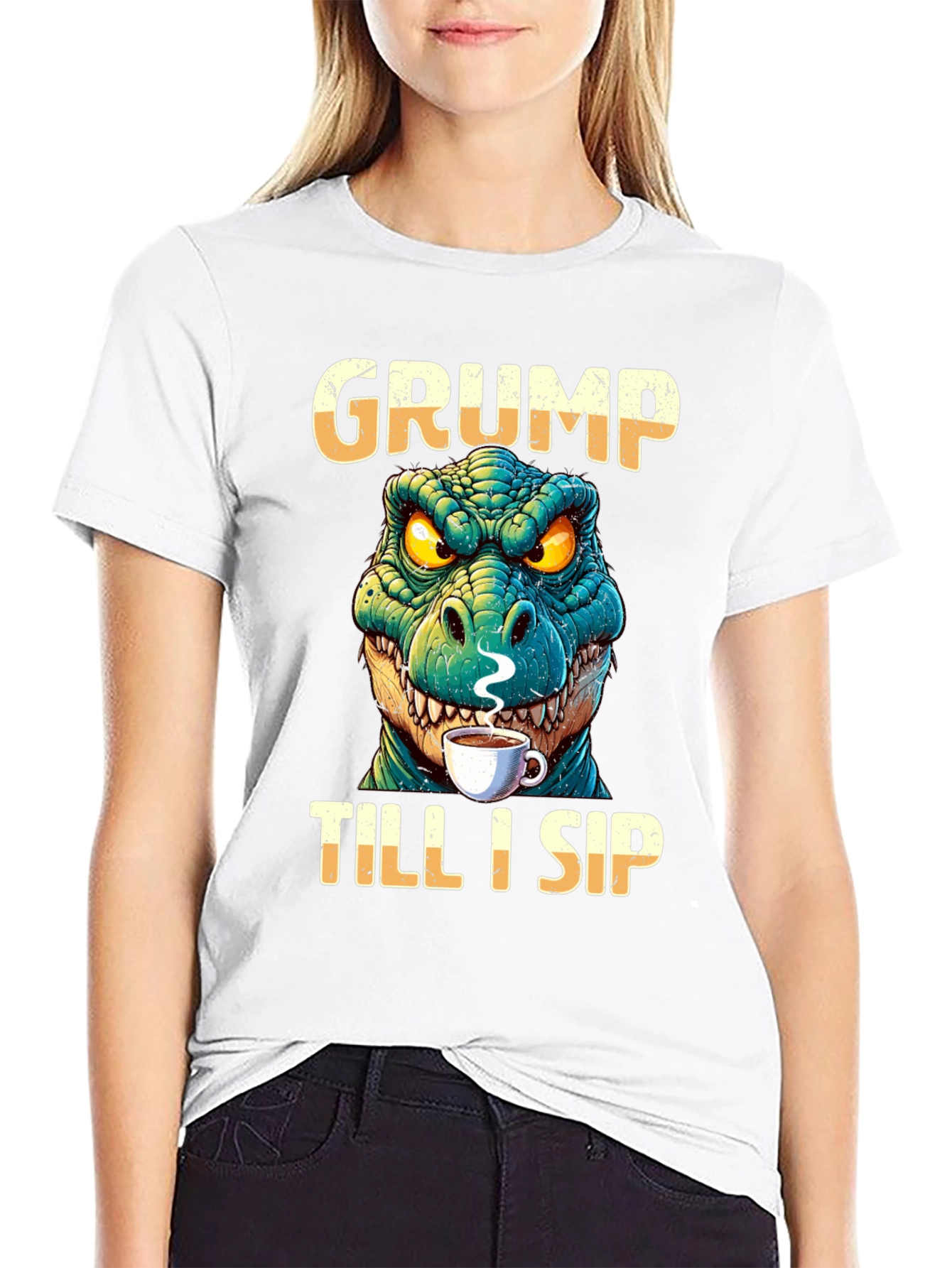 Grumpy Dino Coffee T-Shirt