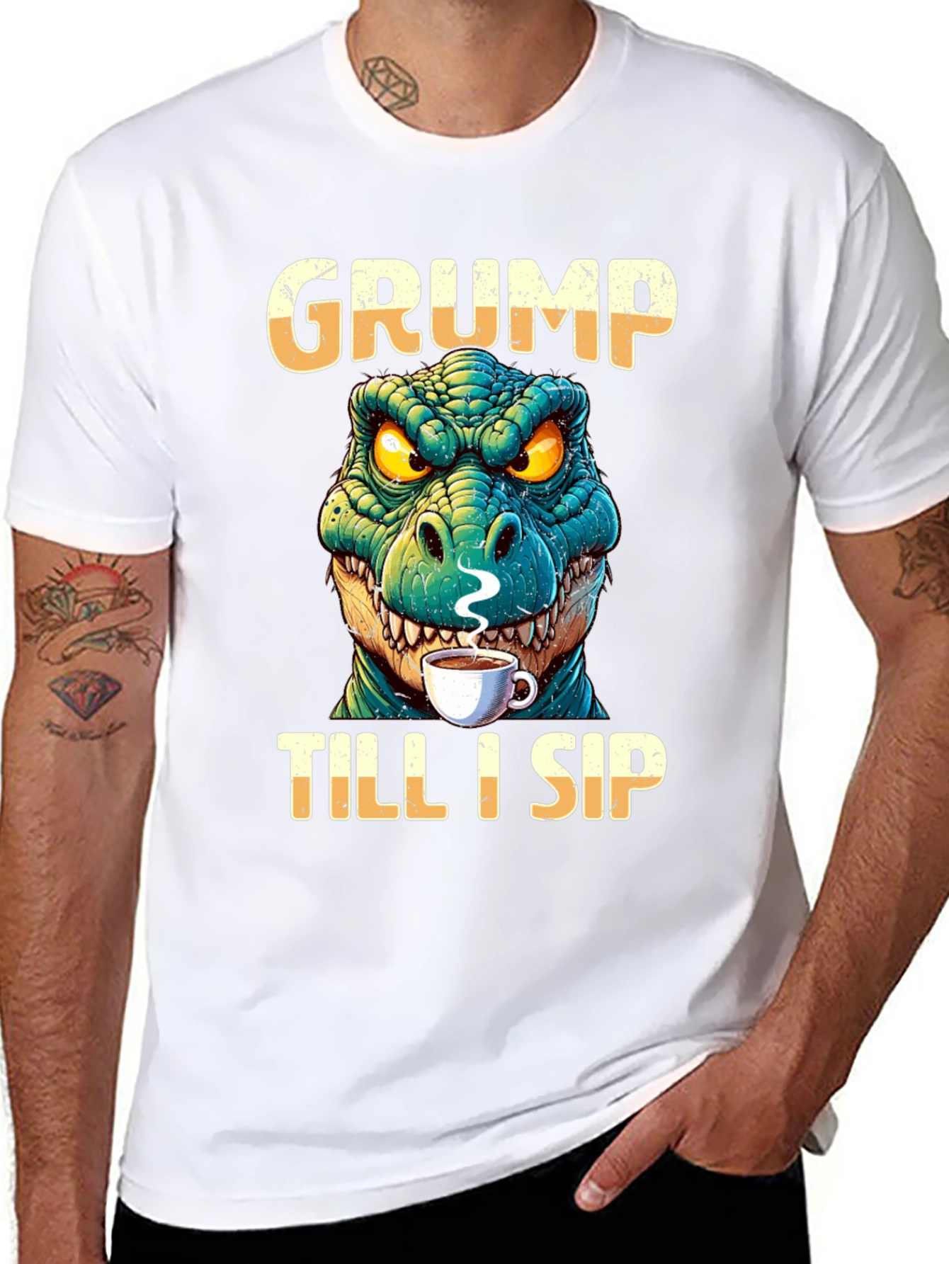 Grumpy Dino Coffee T-Shirt