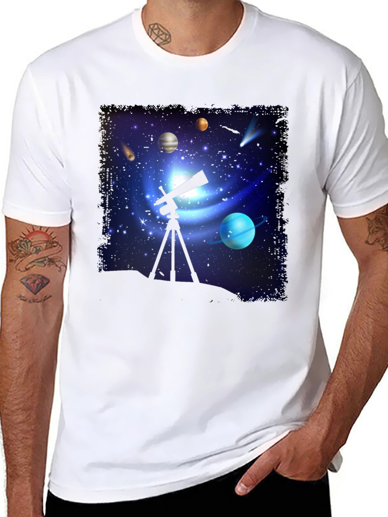 Cosmic Observer Tee: Space Telescope Graphic T-Shirt