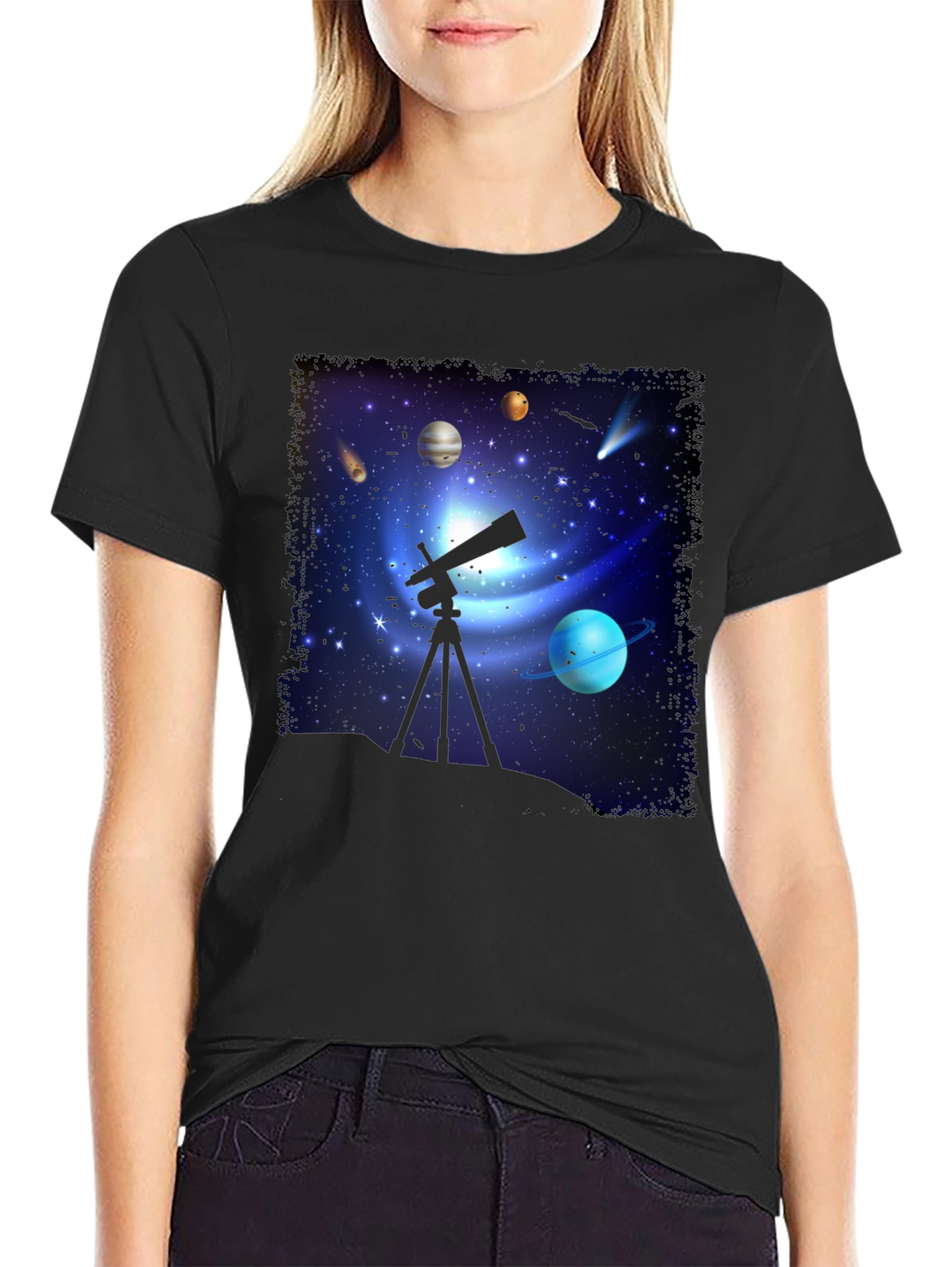Cosmic Observer Tee: Space Telescope Graphic T-Shirt