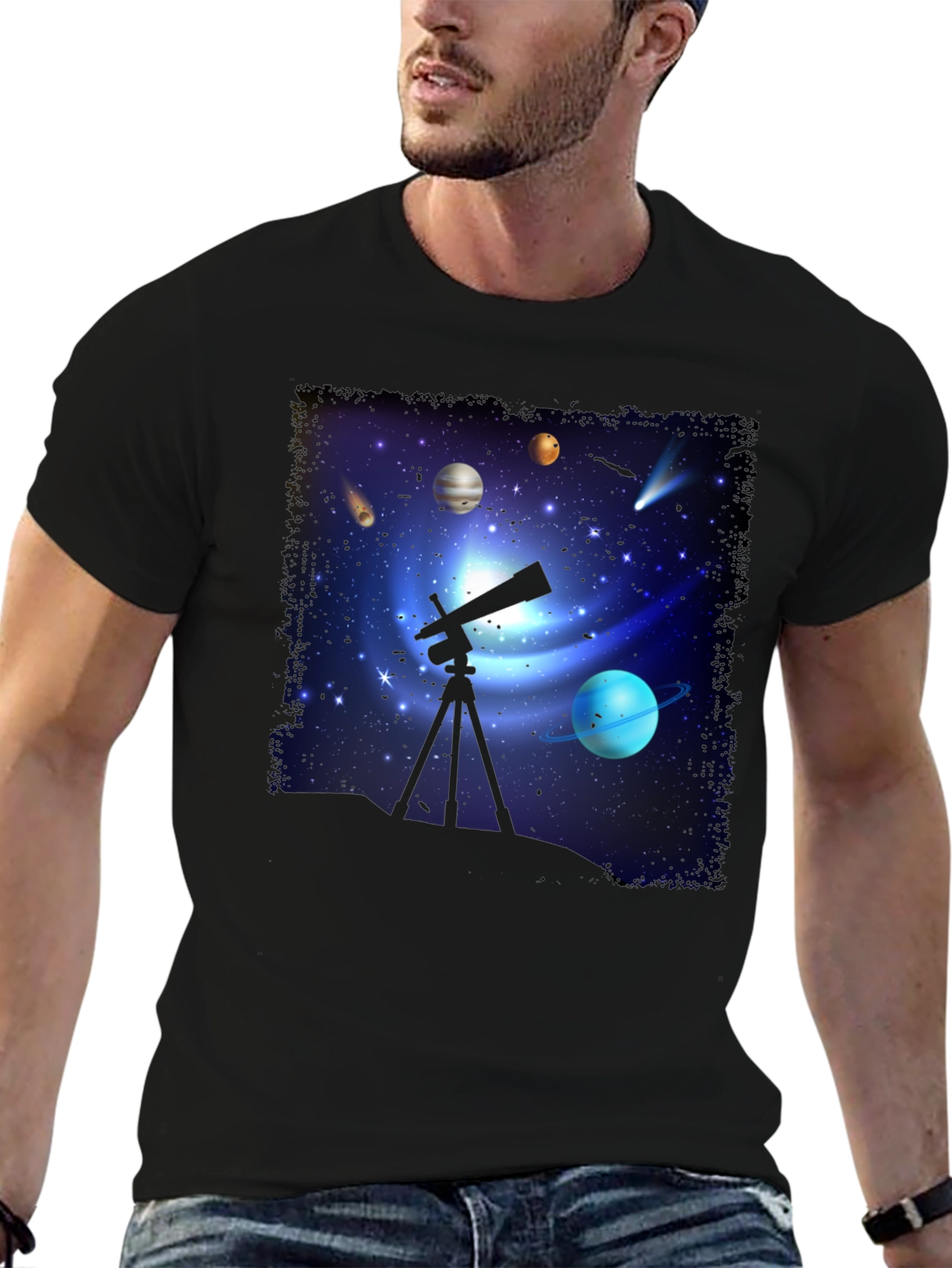 Cosmic Observer Tee: Space Telescope Graphic T-Shirt