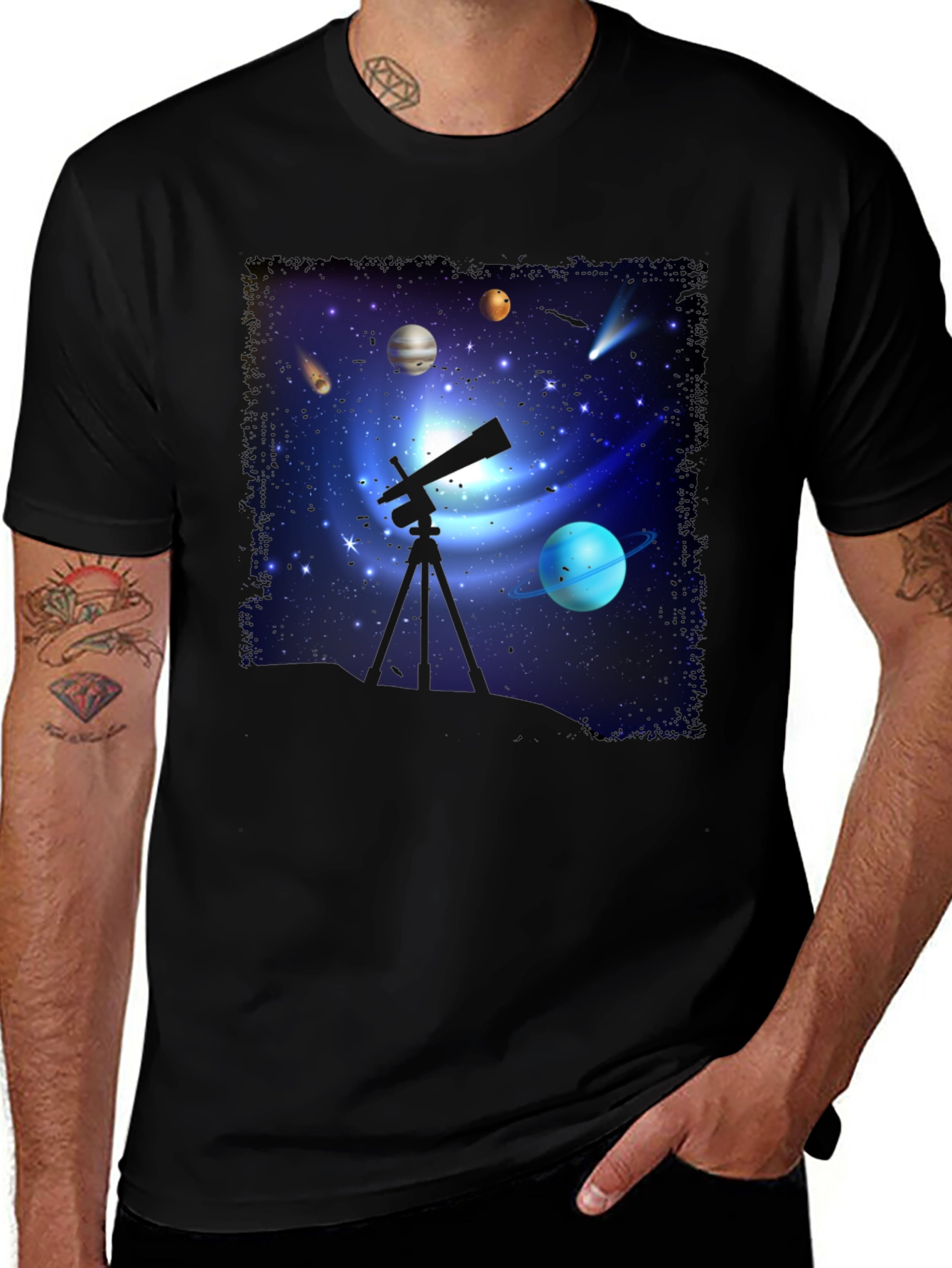 Cosmic Observer Tee: Space Telescope Graphic T-Shirt