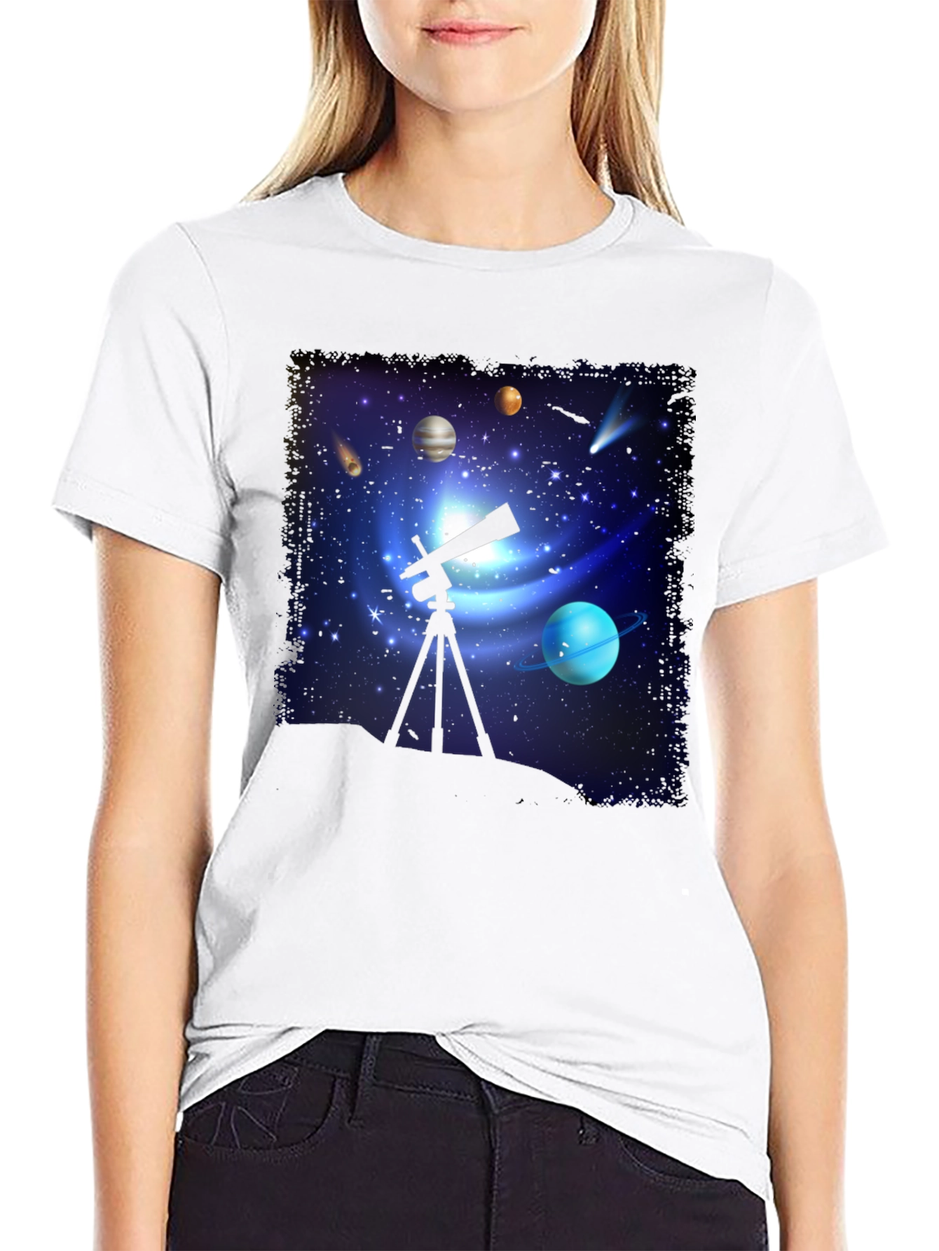 Cosmic Observer Tee: Space Telescope Graphic T-Shirt