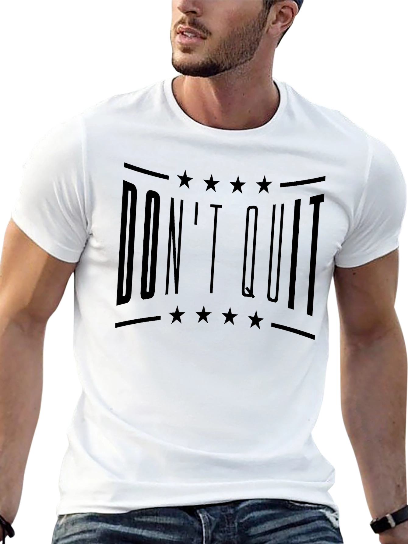Dont Quit Graphic Print Crew Neck T-Shirt
