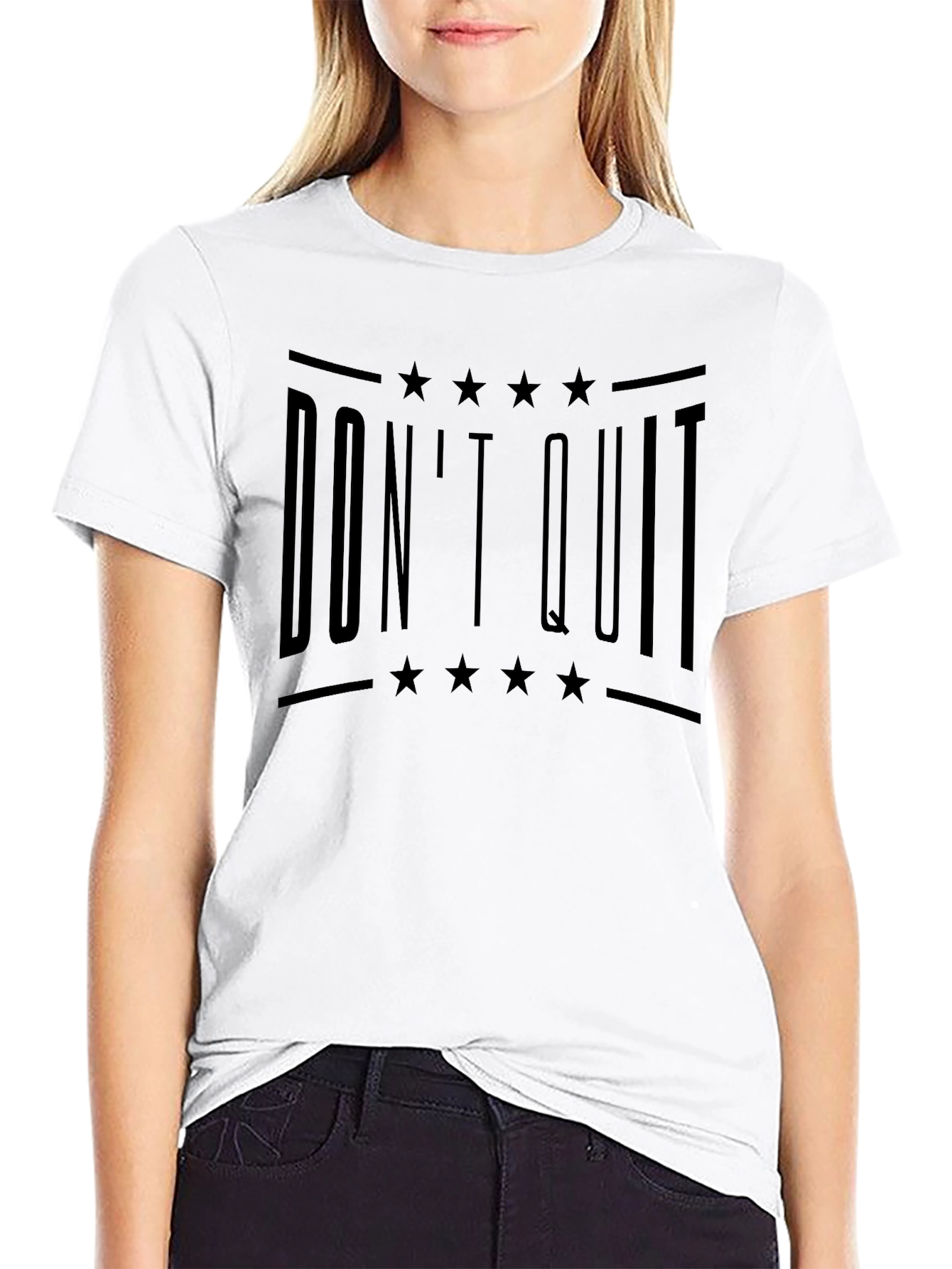 Dont Quit Graphic Print Crew Neck T-Shirt