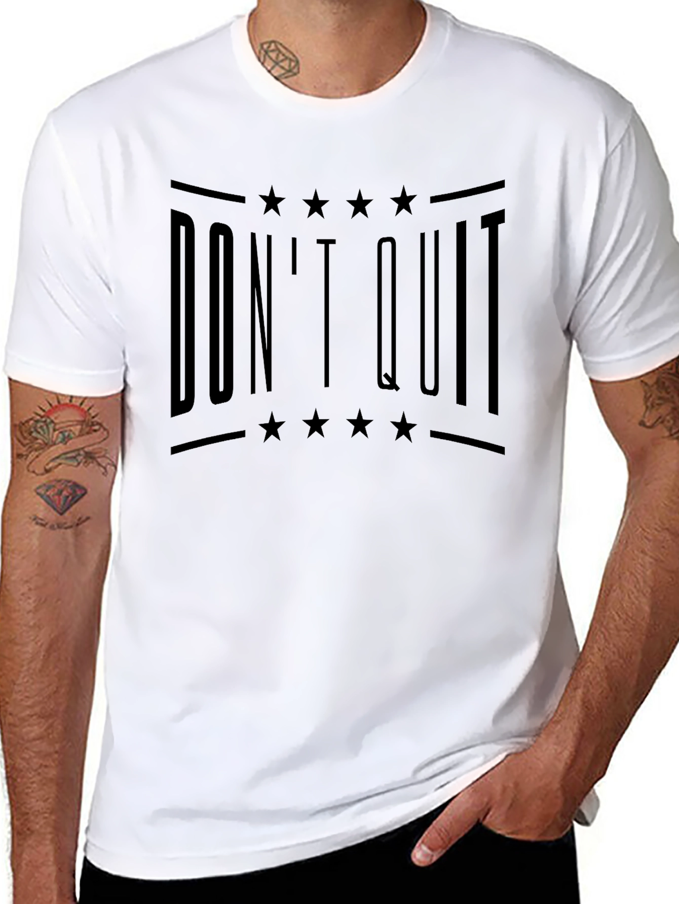 Dont Quit Graphic Print Crew Neck T-Shirt