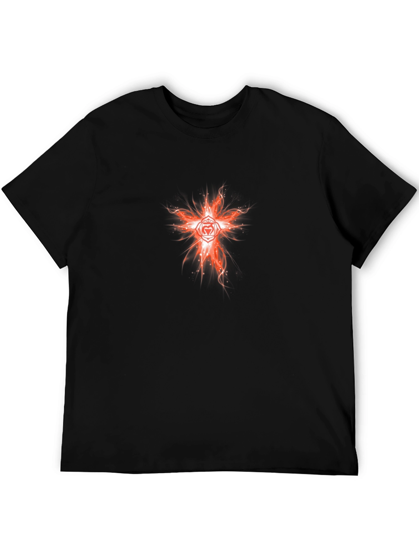 Fiery Heart Chakra Graphic Tee - Black Cotton