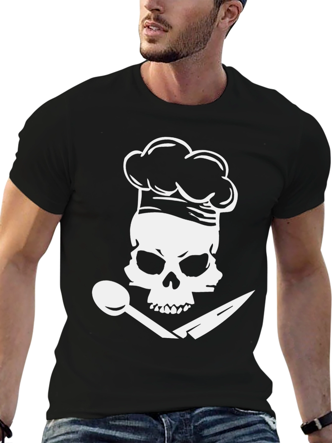 Chef Skull T-Shirt: Culinary Pirate Design