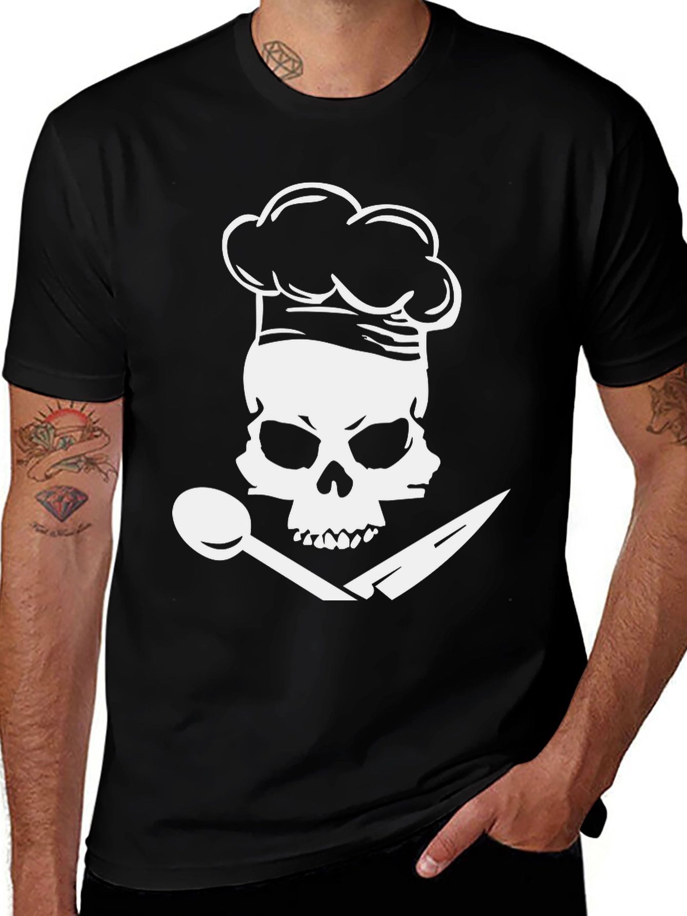 Chef Skull T-Shirt: Culinary Pirate Design