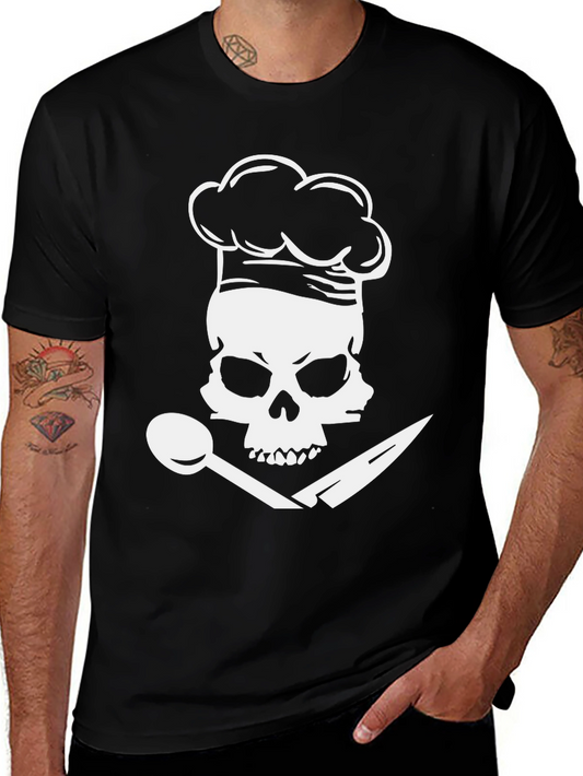 Chef Skull T-Shirt: Culinary Pirate Design