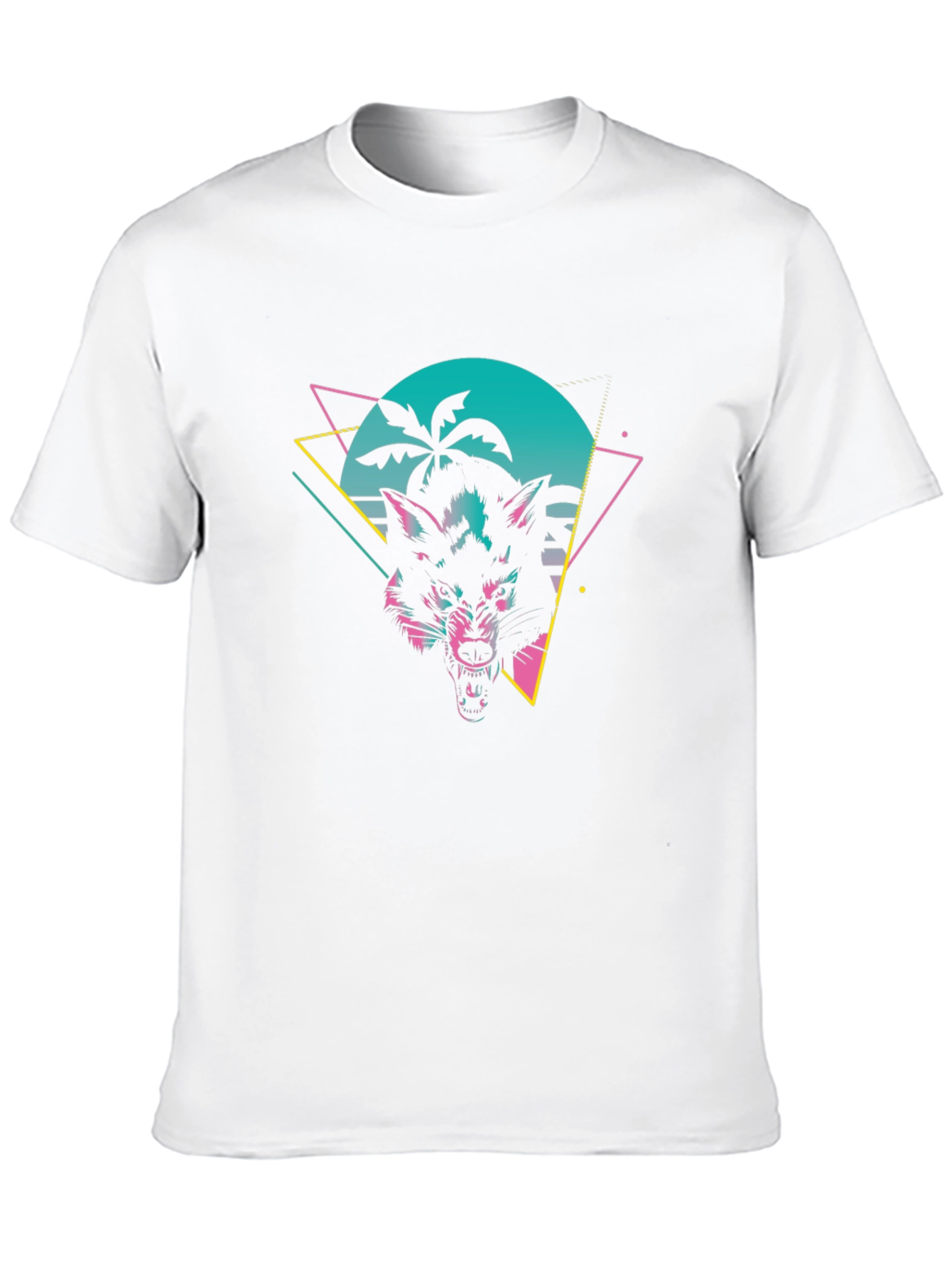 Retro Wolf Graphic Tee - Black Cotton T-Shirt