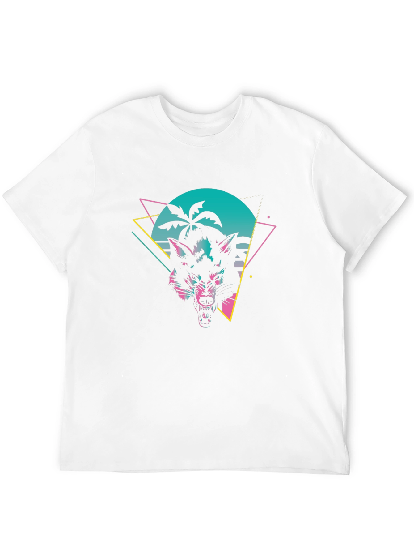 Retro Wolf Graphic Tee - Black Cotton T-Shirt