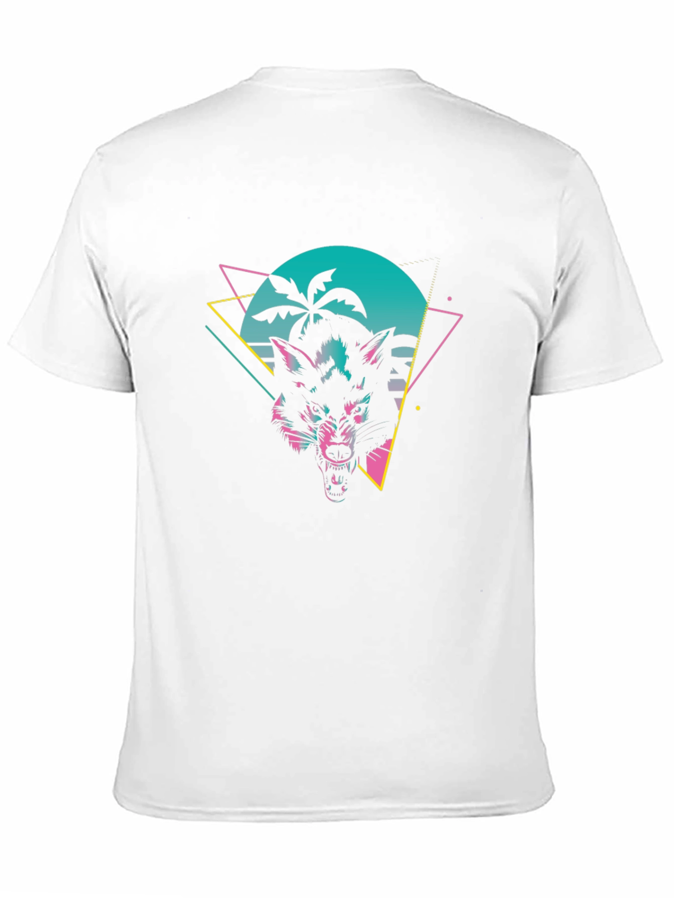 Retro Wolf Graphic Tee - Black Cotton T-Shirt