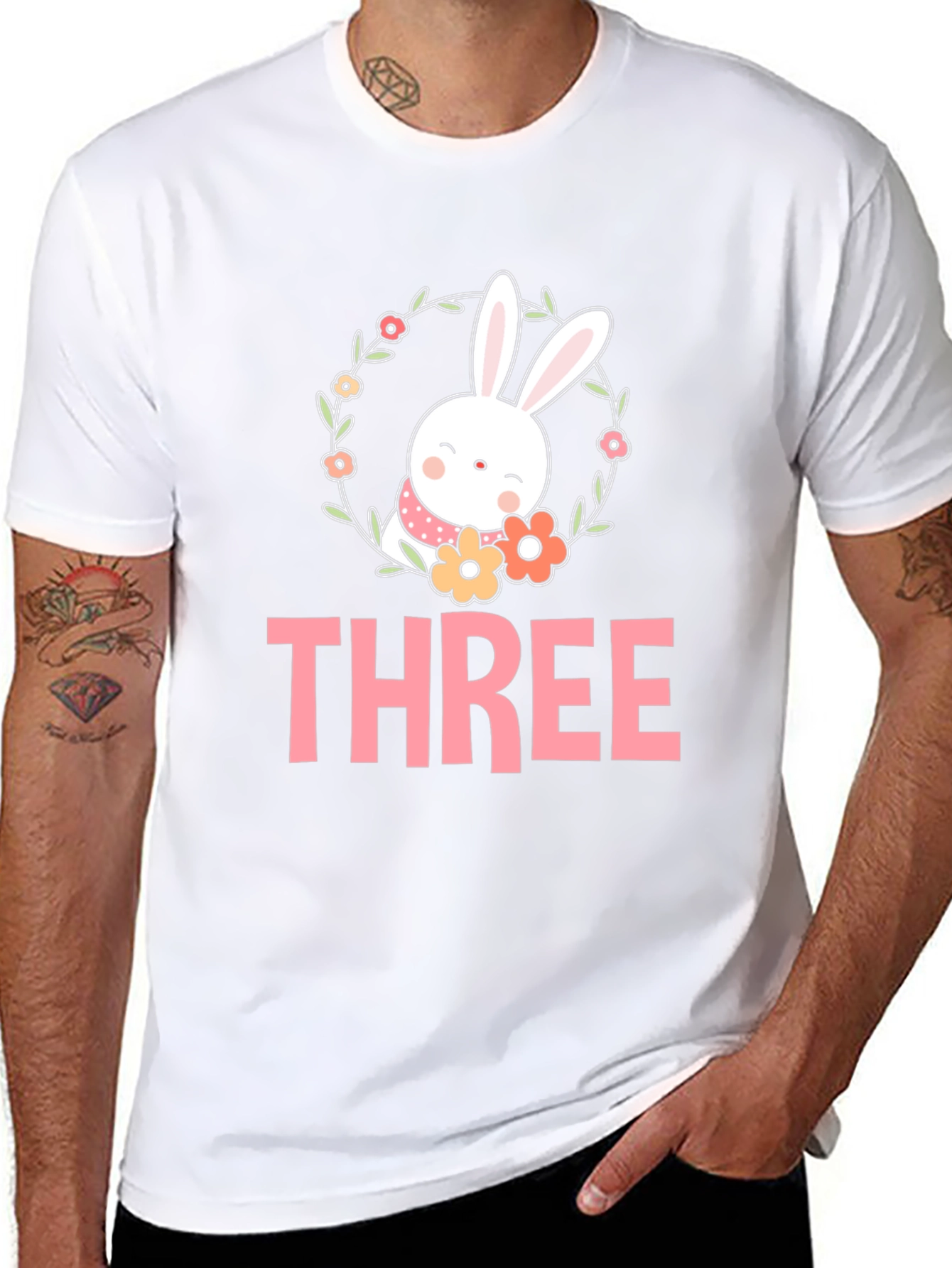 Cute Easter Bunny Three 3rd Birthday T-Shirt