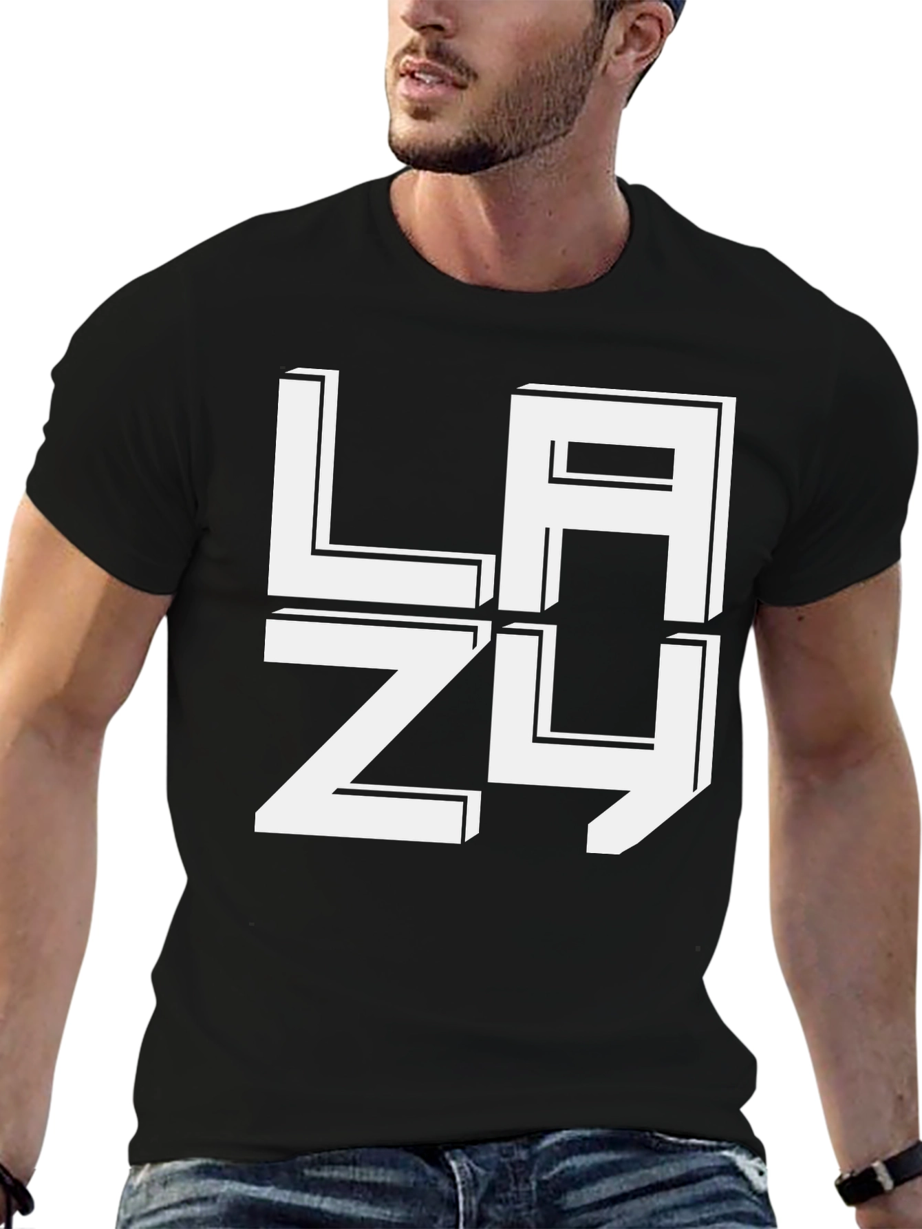 LAZY Graphic T-Shirt - Relaxed Fit Black Tee