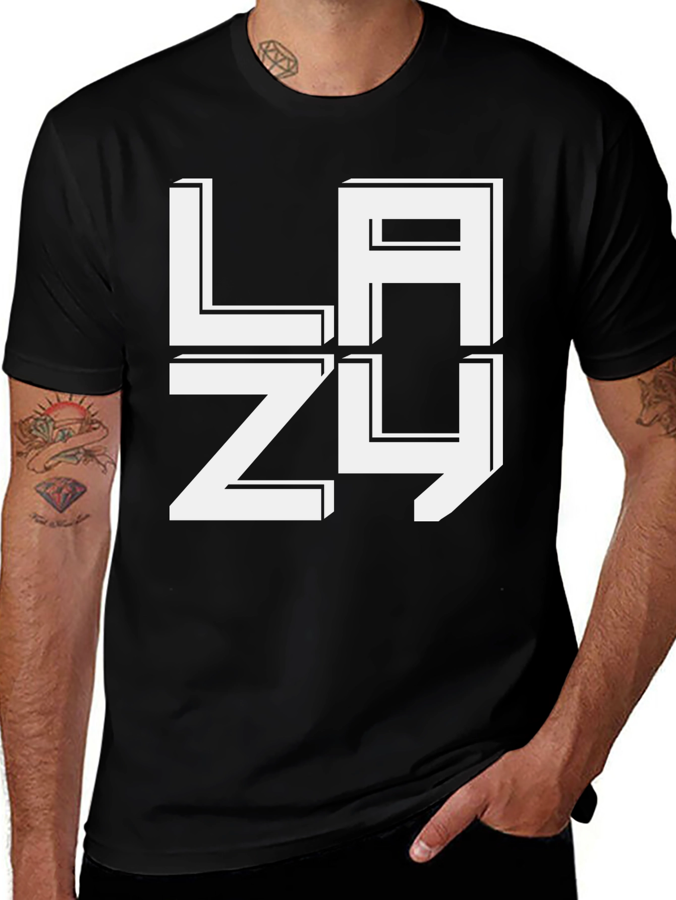LAZY Graphic T-Shirt - Relaxed Fit Black Tee