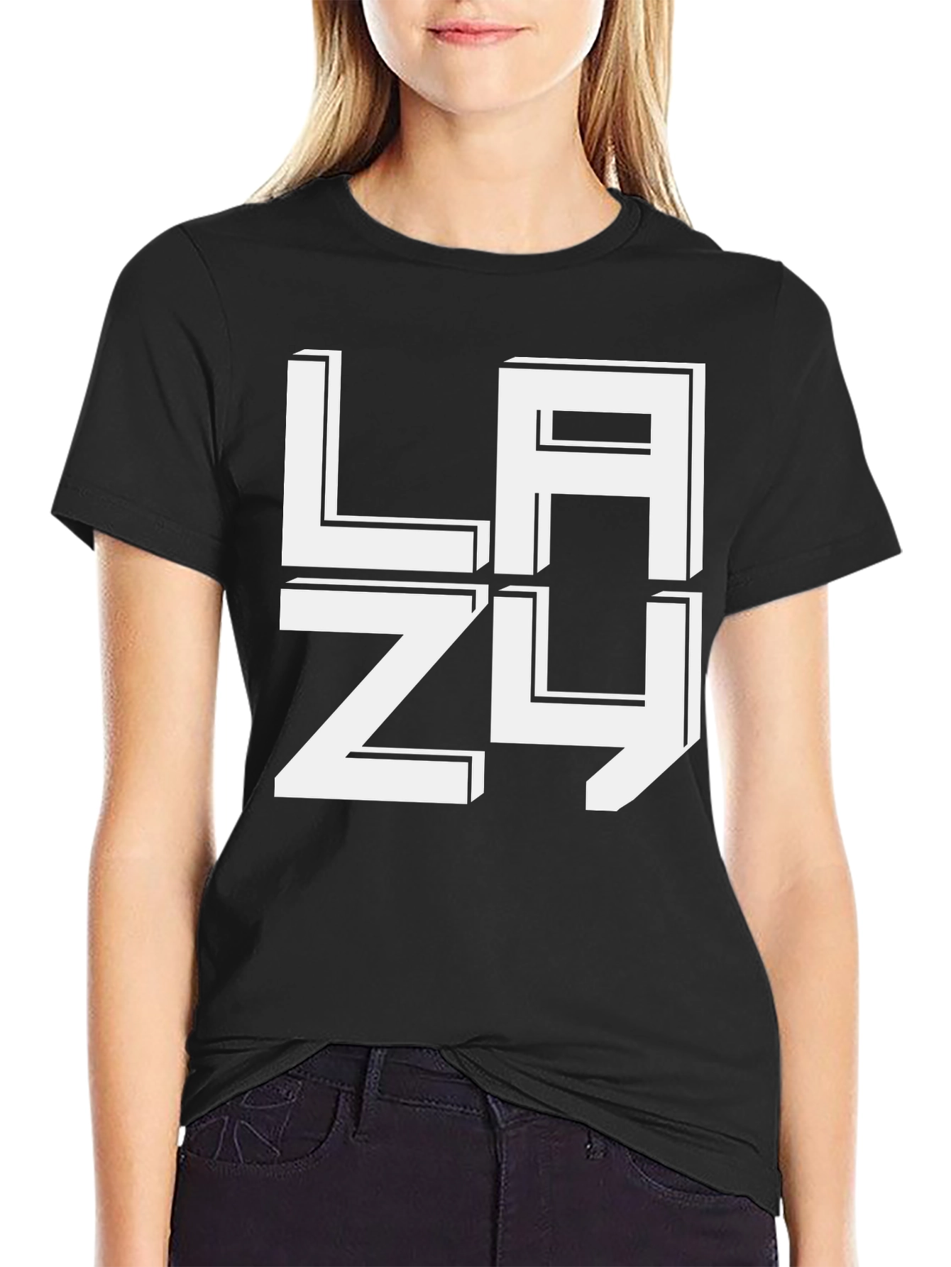 LAZY Graphic T-Shirt - Relaxed Fit Black Tee