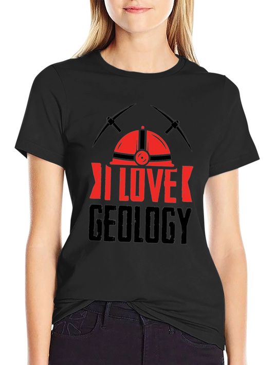I Love Geology T-Shirt - Miners Helmet Design