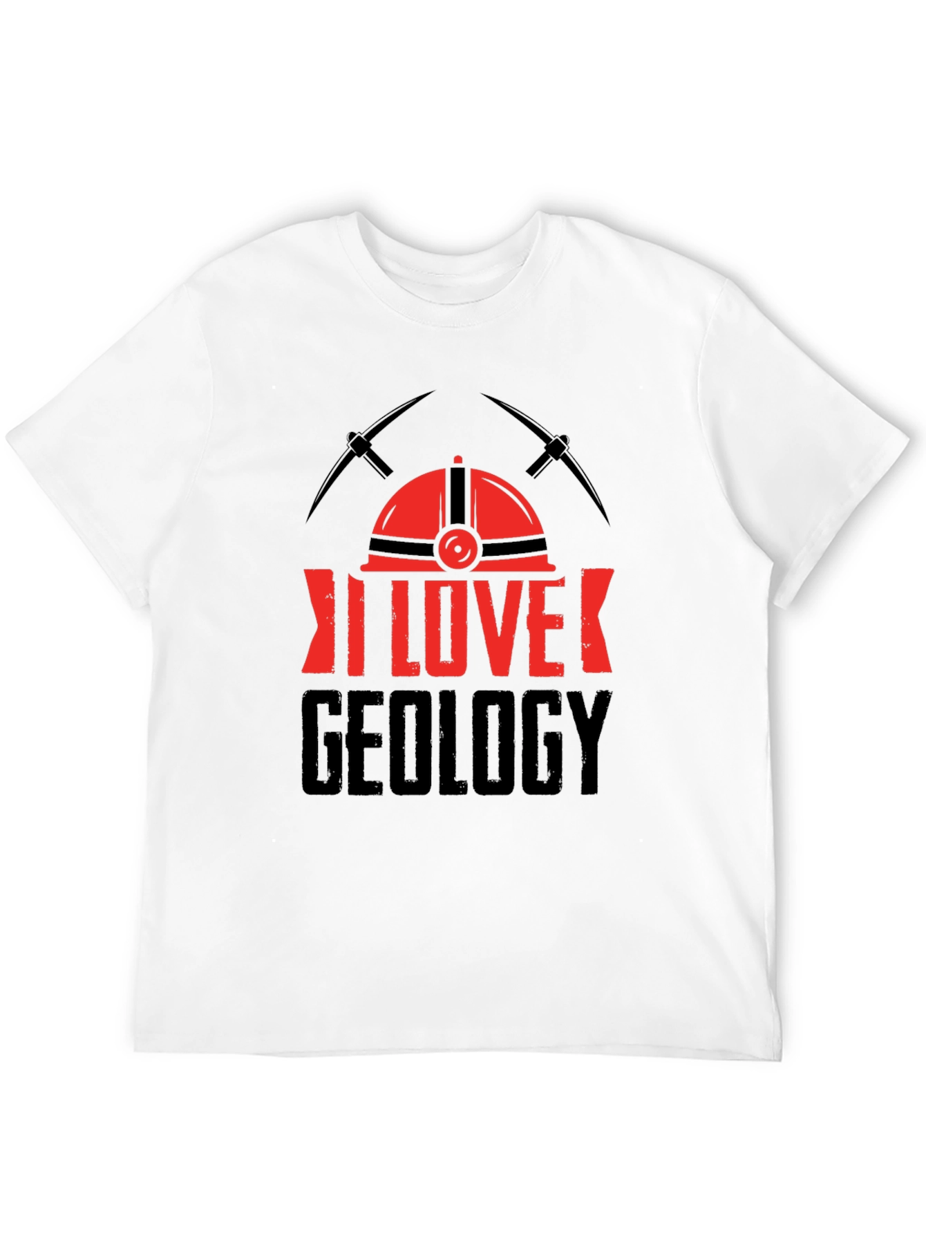 I Love Geology T-Shirt - Miners Helmet Design